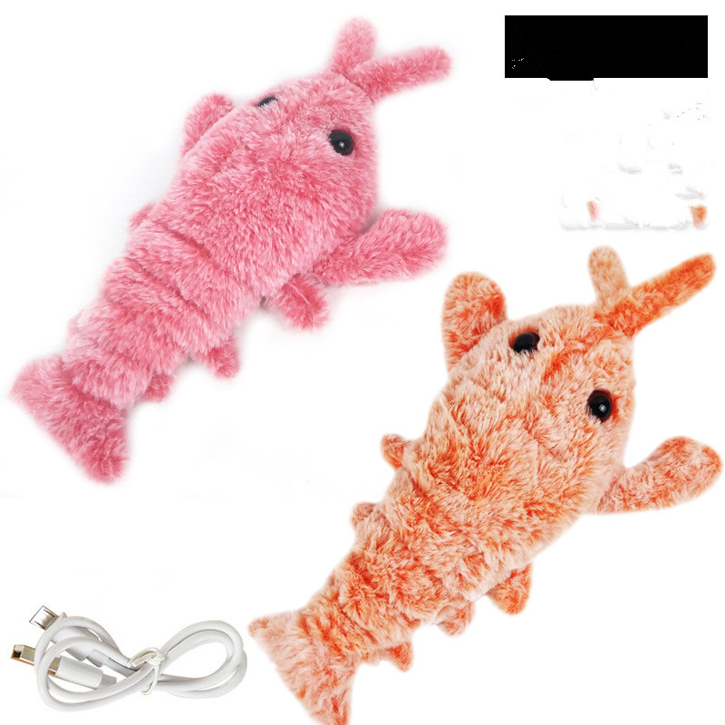 Plush Pet Toys Electric Jumping Shrimp USB Charging Simulation Lobster Funny Cat Pets Toy
