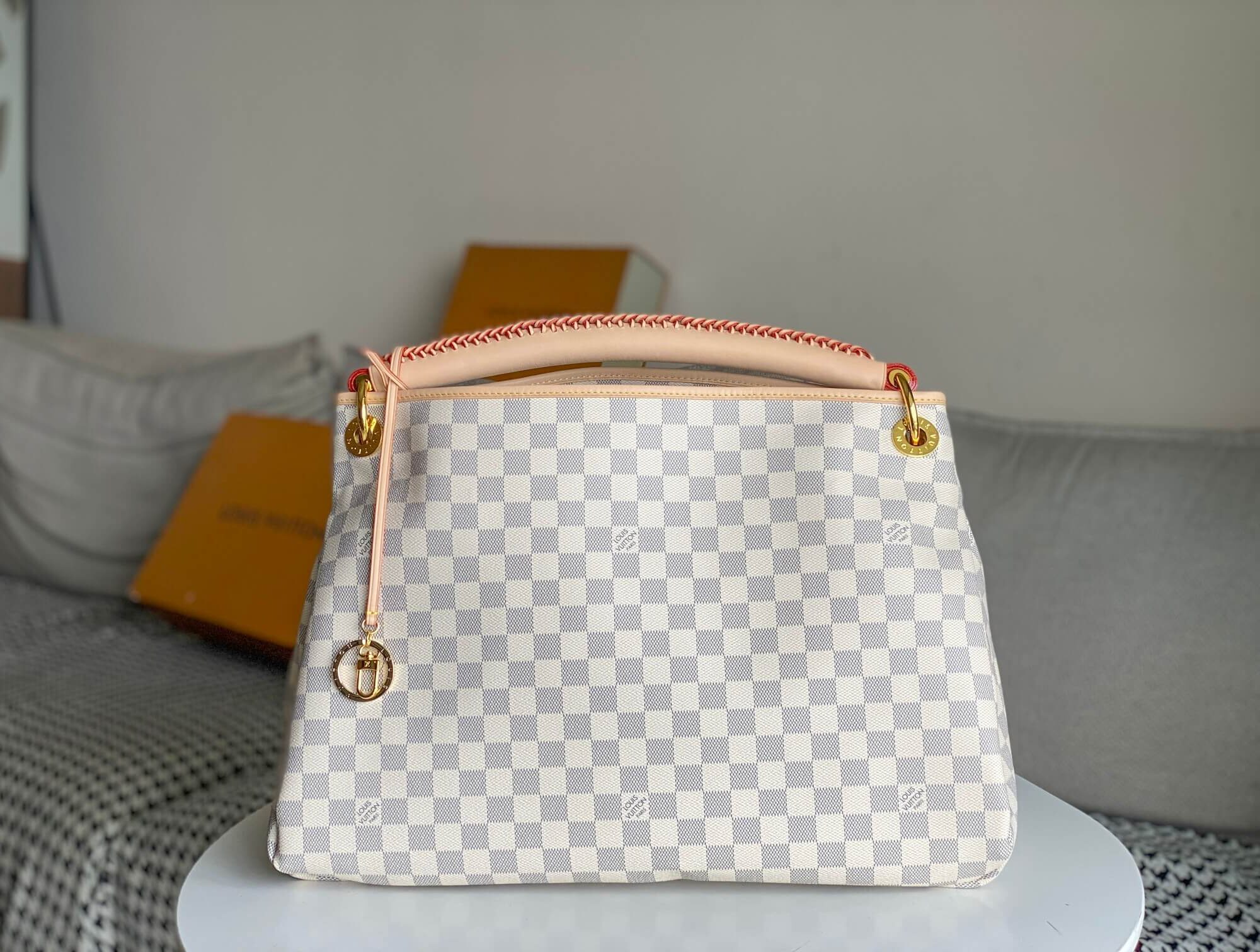 Louis Vuitton LV Damier Azur Canvas Artsy MM Handbag N40253 White Grid