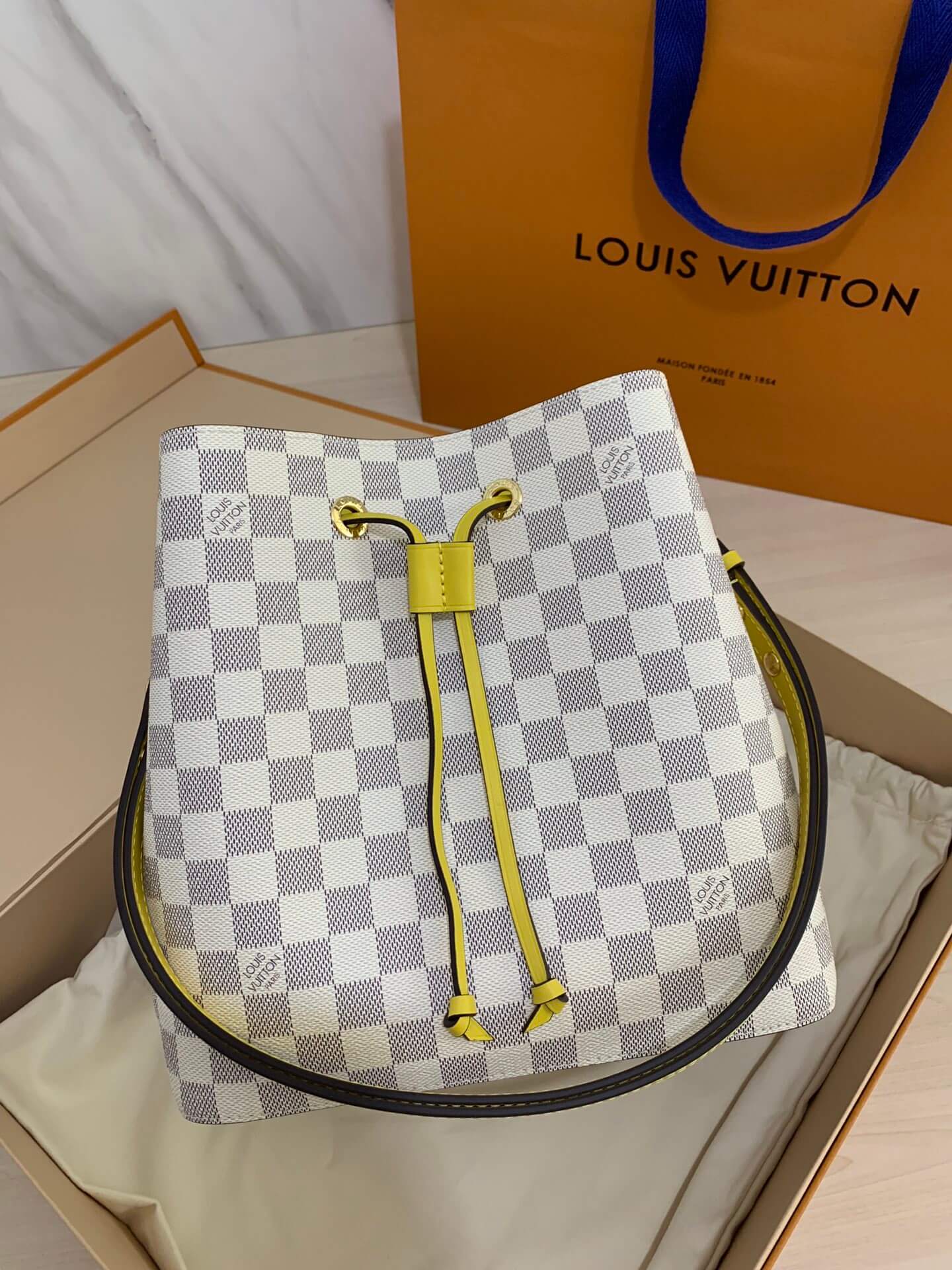 Louis Vuitton Damier Azur NéoNoé Bucket Tote Bag N40151 Yellow N40152 Pink N40153 Blue