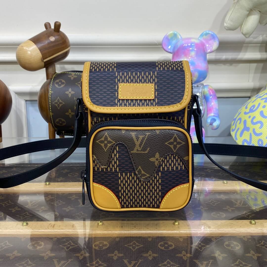Louis Vuitton Giant Damier Ebene Monogram canvas Nigo Nano Amazone Messenger Small Crossbody Bag N40357 Brown