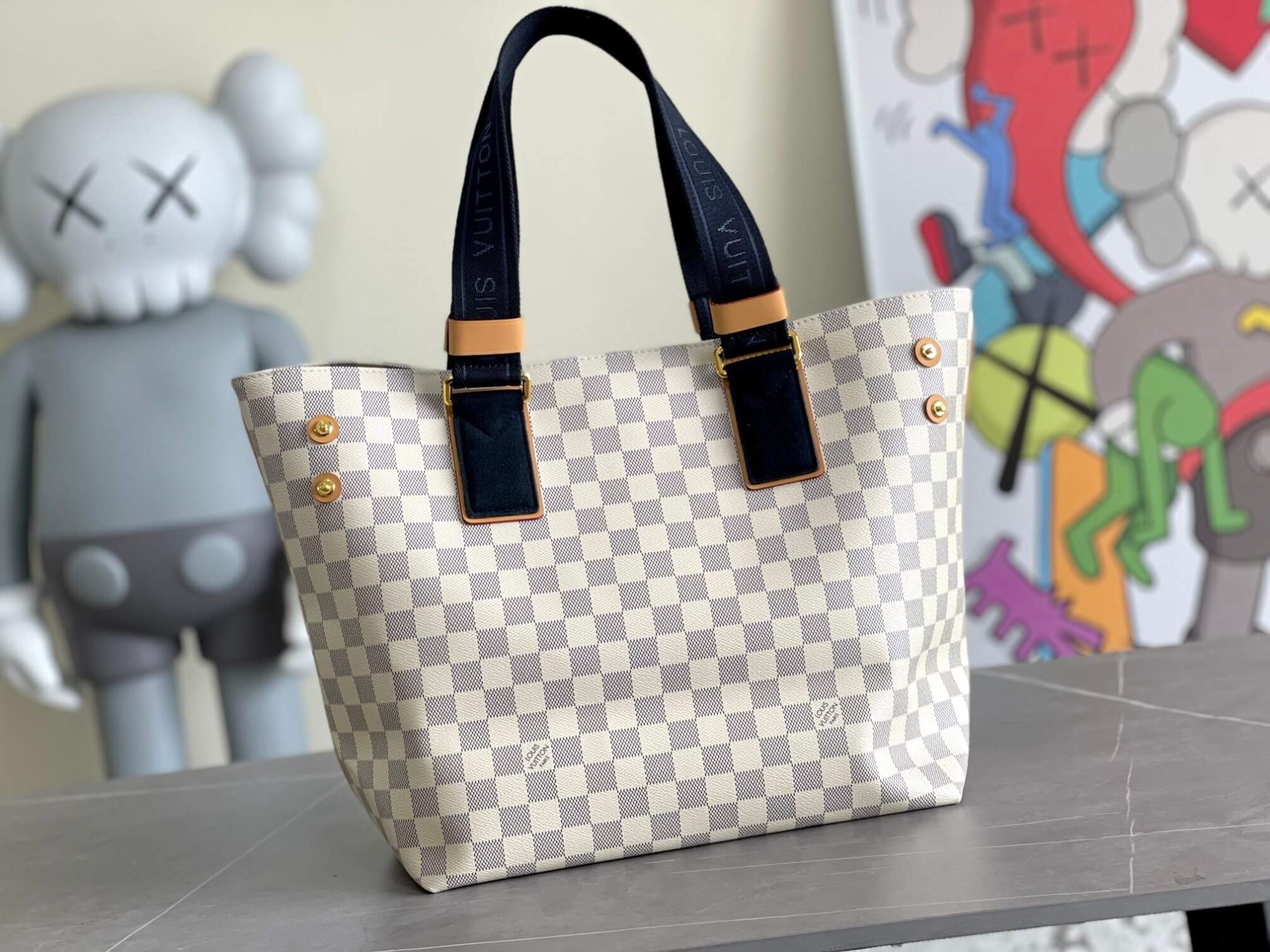 Louis Vuitton LV Damier Azur Canvas Neverfull CABAS Classic Handbag N41180 White Grid (Black Handle) N41179 White Grid (Brown Handle) N41375 White Grid (Black Handle) - Image 20