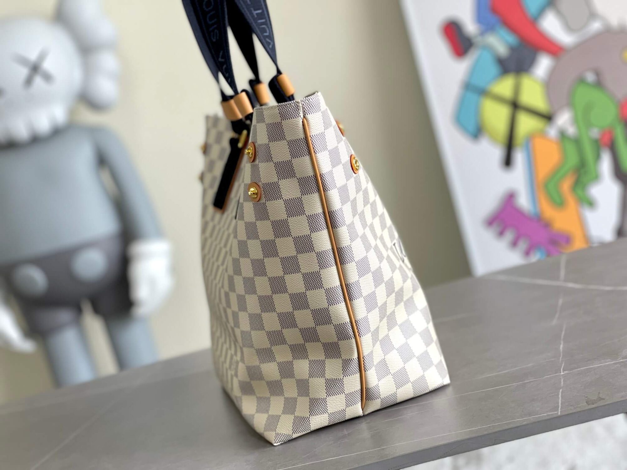 Louis Vuitton LV Damier Azur Canvas Neverfull CABAS Classic Handbag N41180 White Grid (Black Handle) N41179 White Grid (Brown Handle) N41375 White Grid (Black Handle) - Image 22