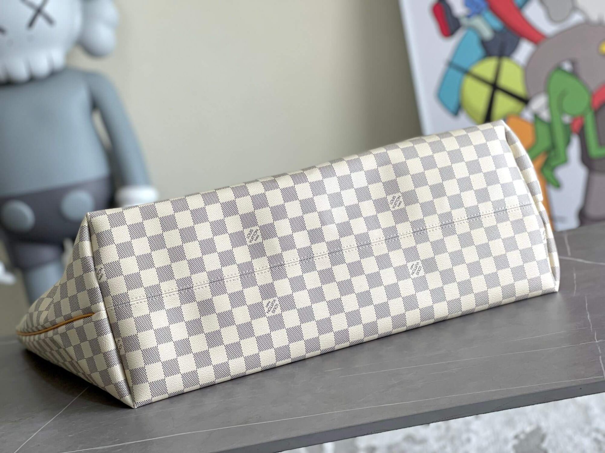 Louis Vuitton LV Damier Azur Canvas Neverfull CABAS Classic Handbag N41180 White Grid (Black Handle) N41179 White Grid (Brown Handle) N41375 White Grid (Black Handle) - Image 9