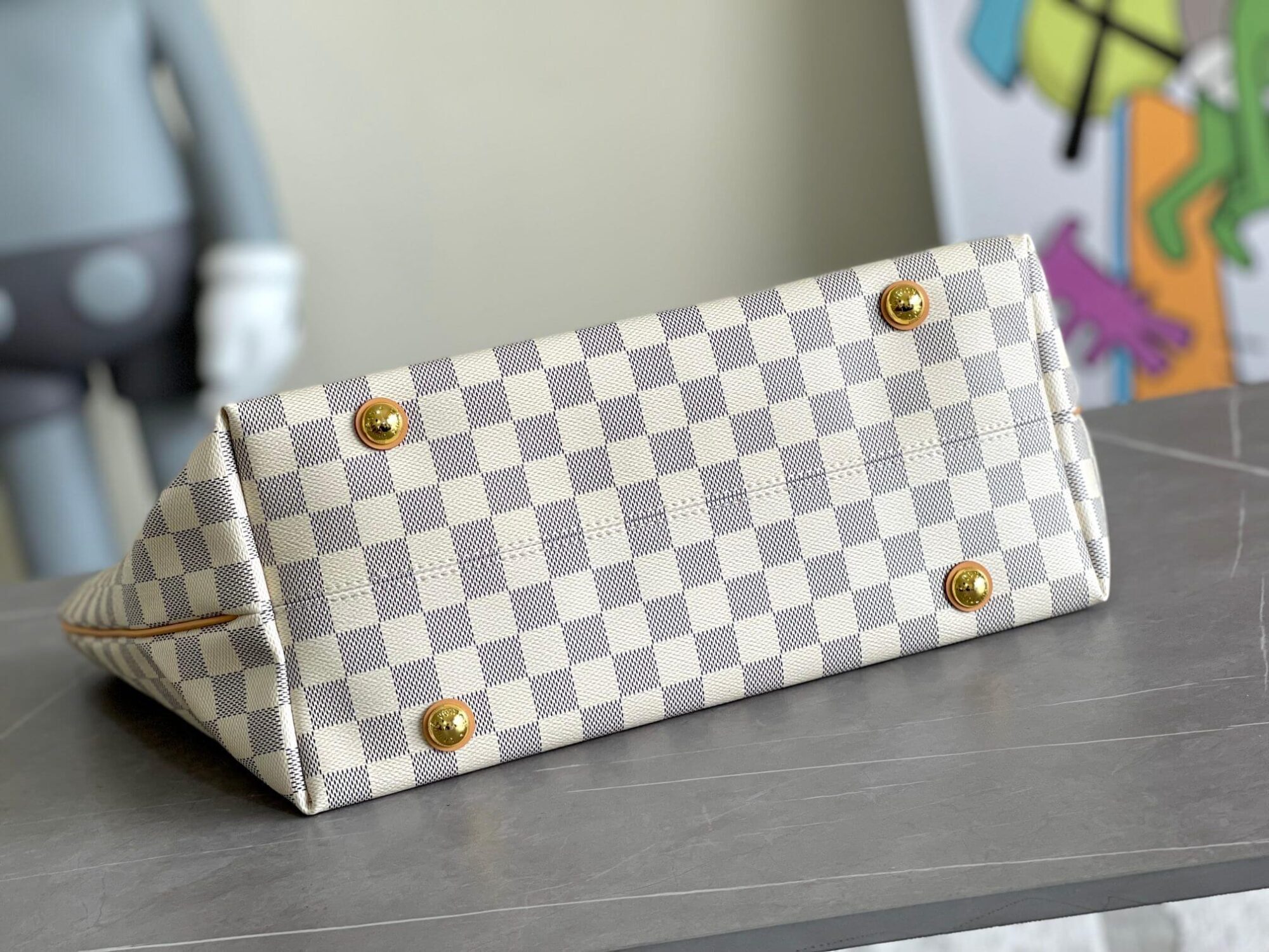 Louis Vuitton LV Damier Azur Canvas Neverfull CABAS Classic Handbag N41180 White Grid (Black Handle) N41179 White Grid (Brown Handle) N41375 White Grid (Black Handle) - Image 18