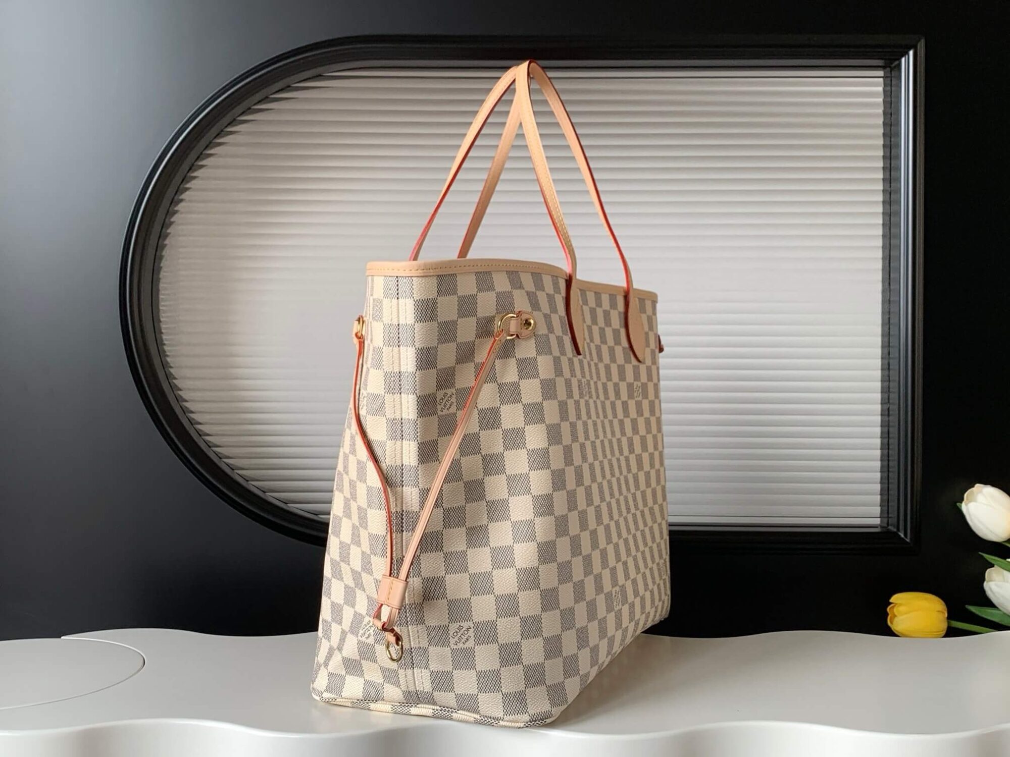 Louis Vuitton LV Damier Azur Canvas Neverfull MM N40603 GM N40604 PM Shoulder Bag N41604 Rose Ballerinas Pink - Image 3