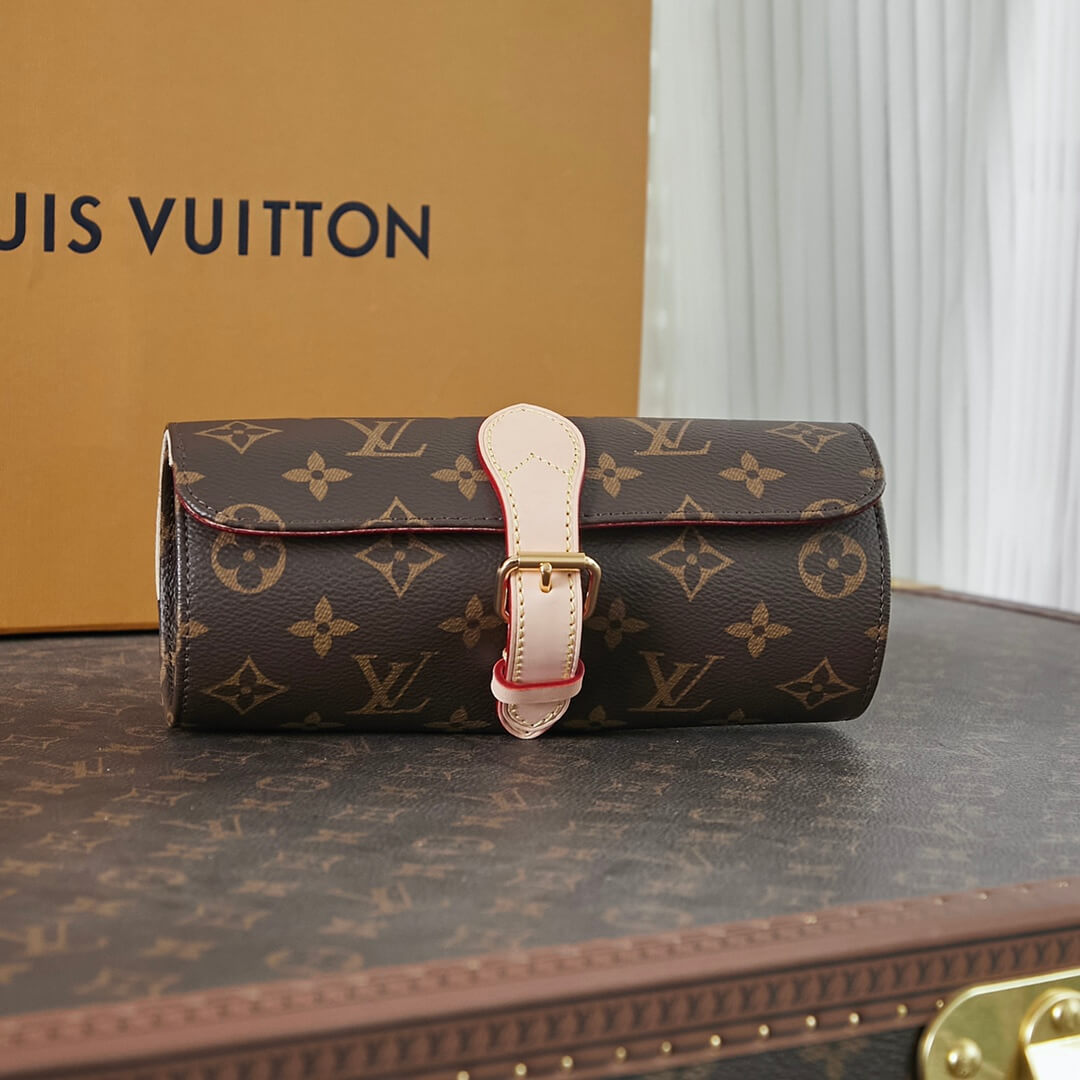 Louis Vuitton LV Monogram Eclipse Canvas 3 Watch Case Travel M47530 Brown M43385 Black