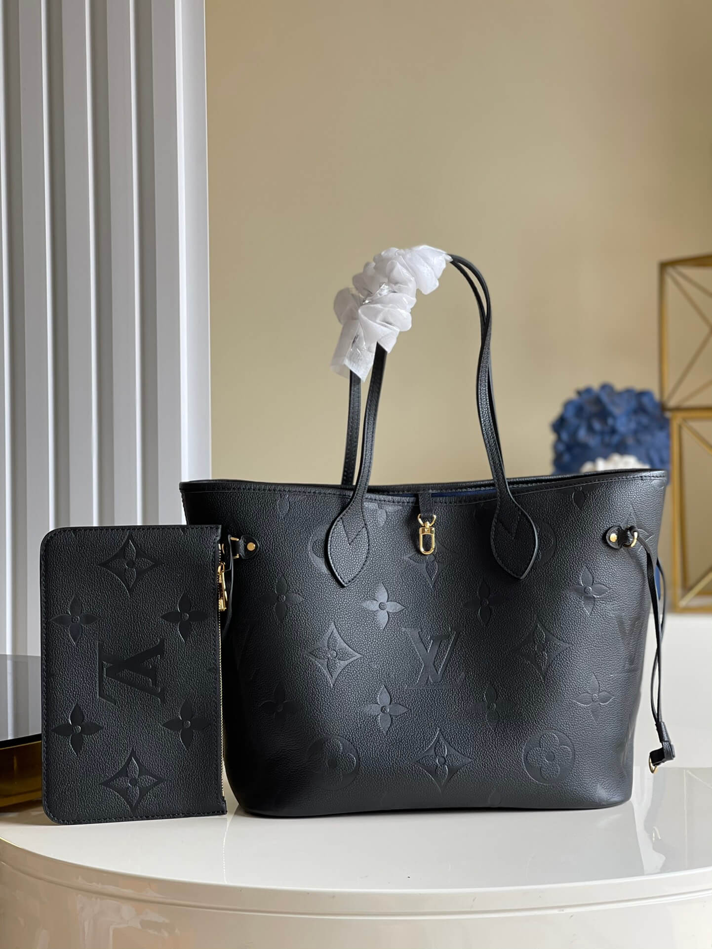 Louis Vuitton LV Monogram NEVERFULL MM Tote HandBag M45684 Black M45685 Cream White M45686 Gray Turtledove