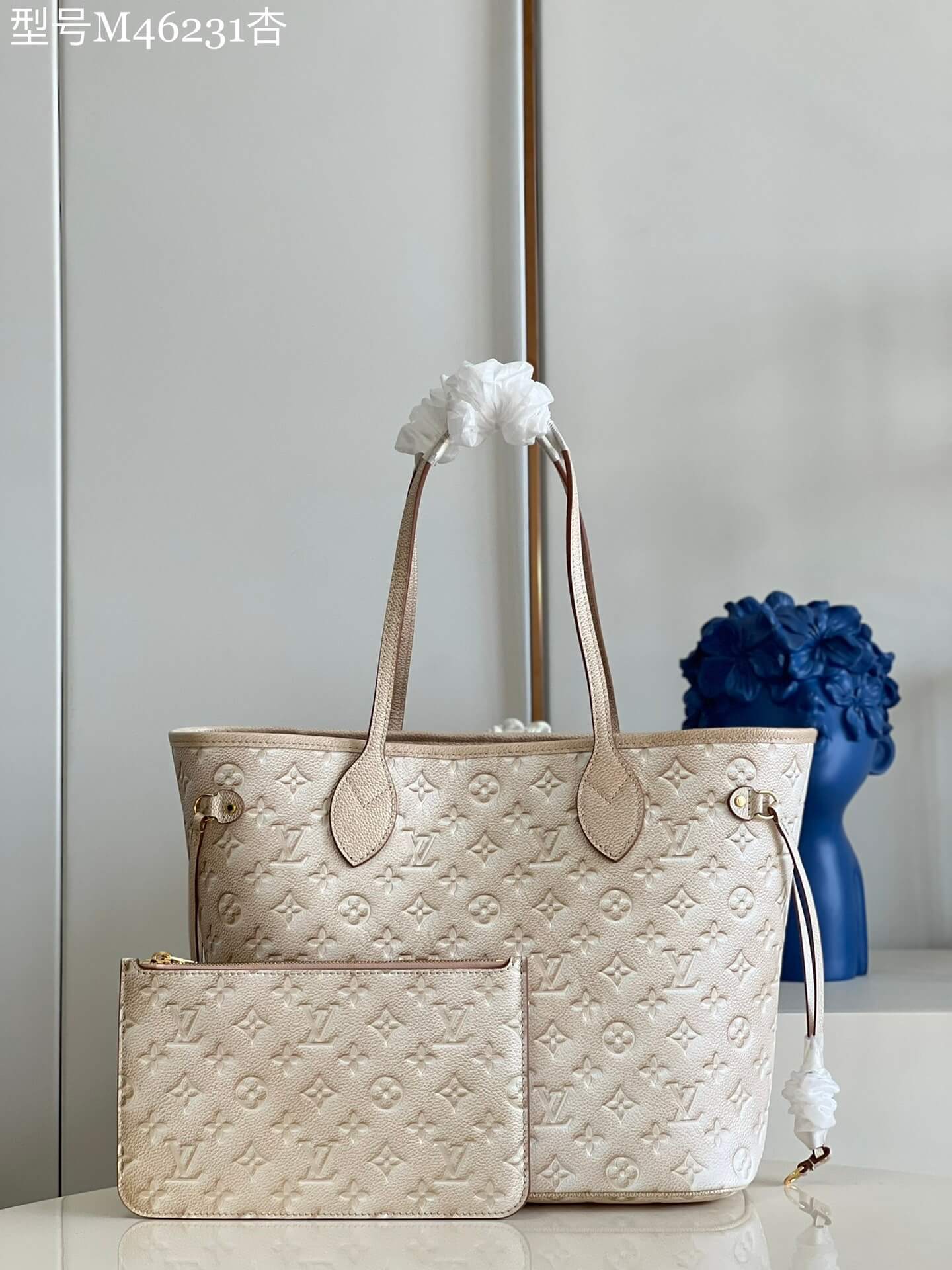 Louis Vuitton LV Monogram Neverfull MM Bag M46231 Pale Beige