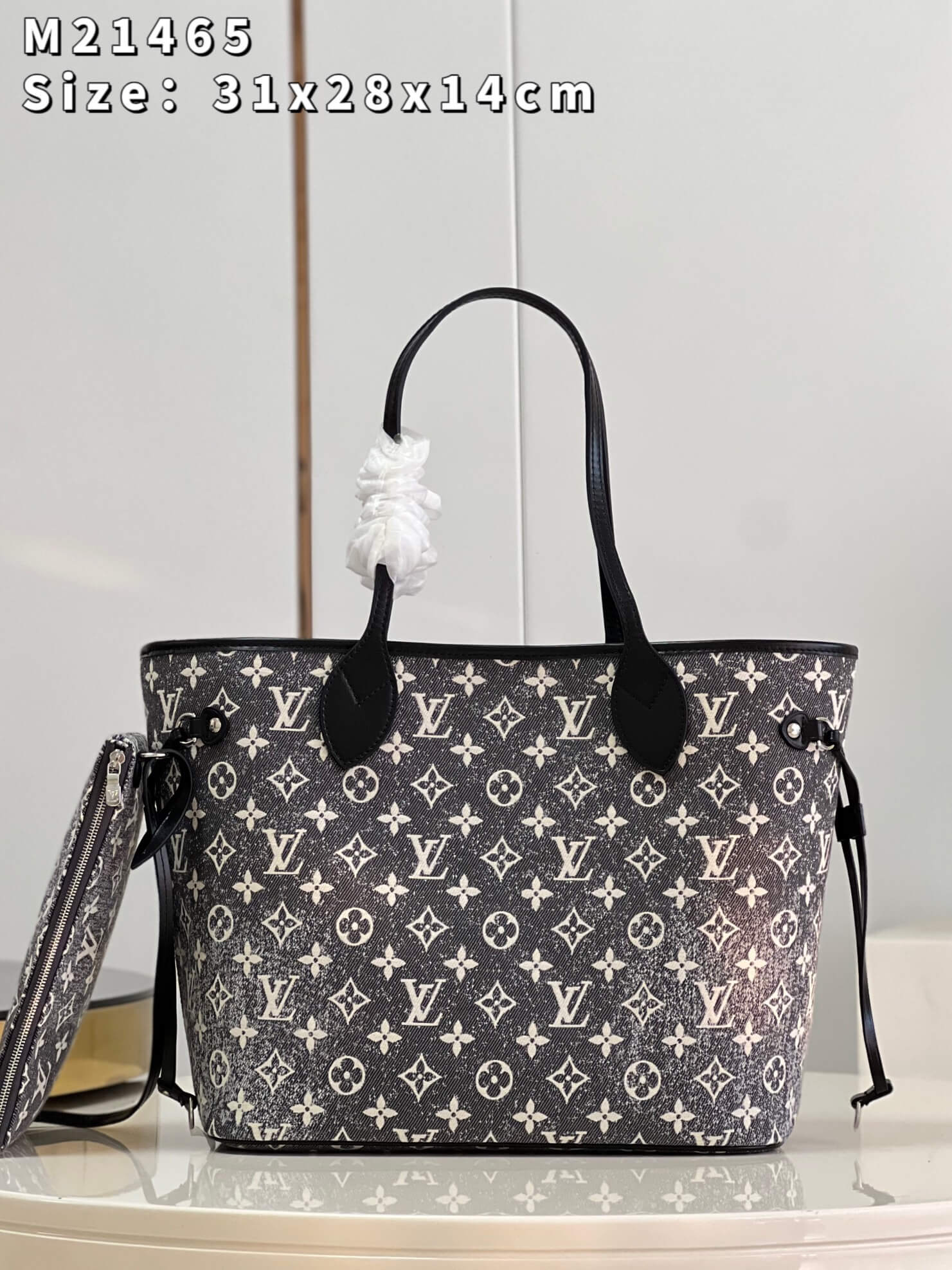 Louis Vuitton LV Monogram Neverfull MM Tote Handbag M21465 Grey