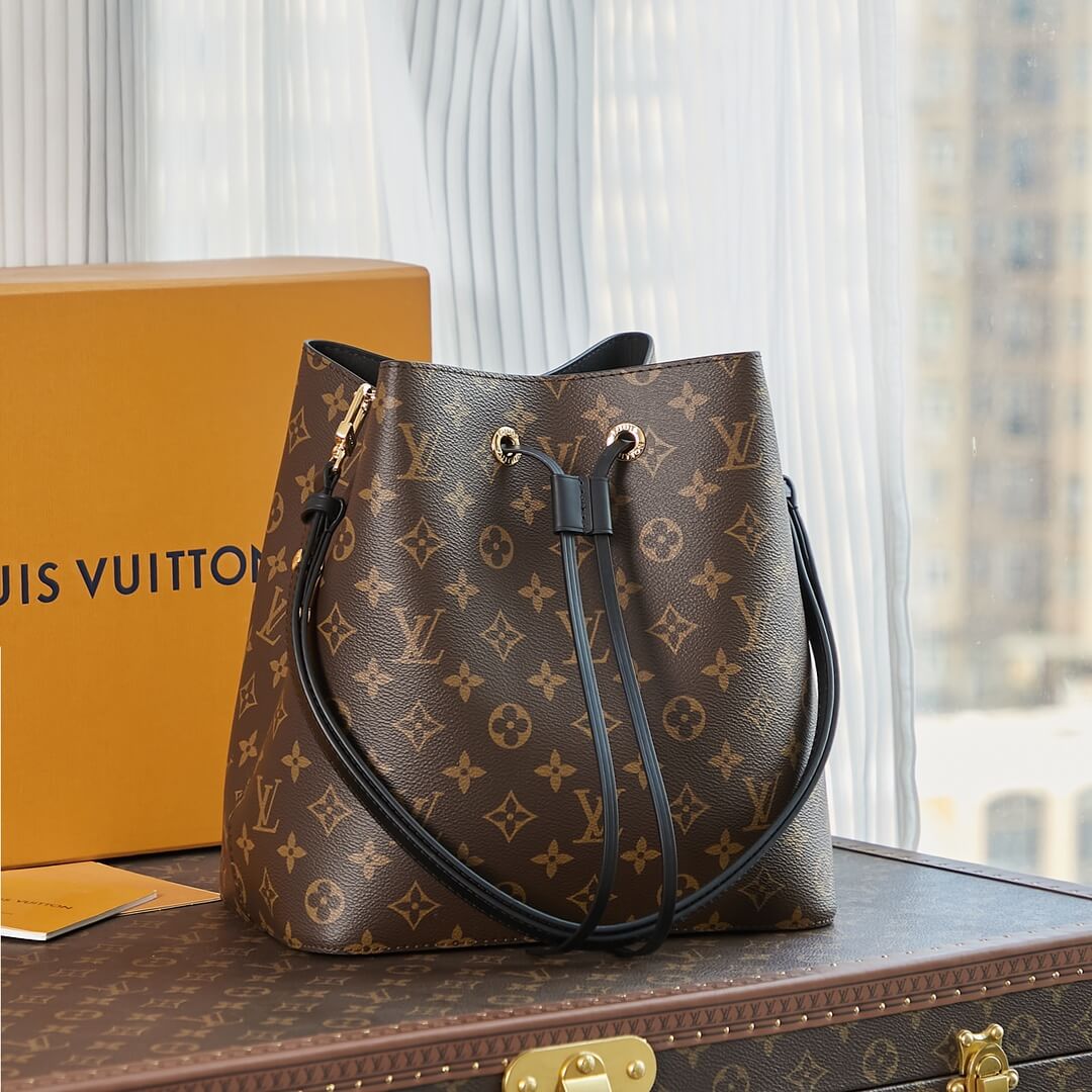 Louis Vuitton Monogram Canvas NéoNoé MM Bucket Cross-body Bag M44020 Black M44021 Red M44022 Pink M44887 Caramel Blue
