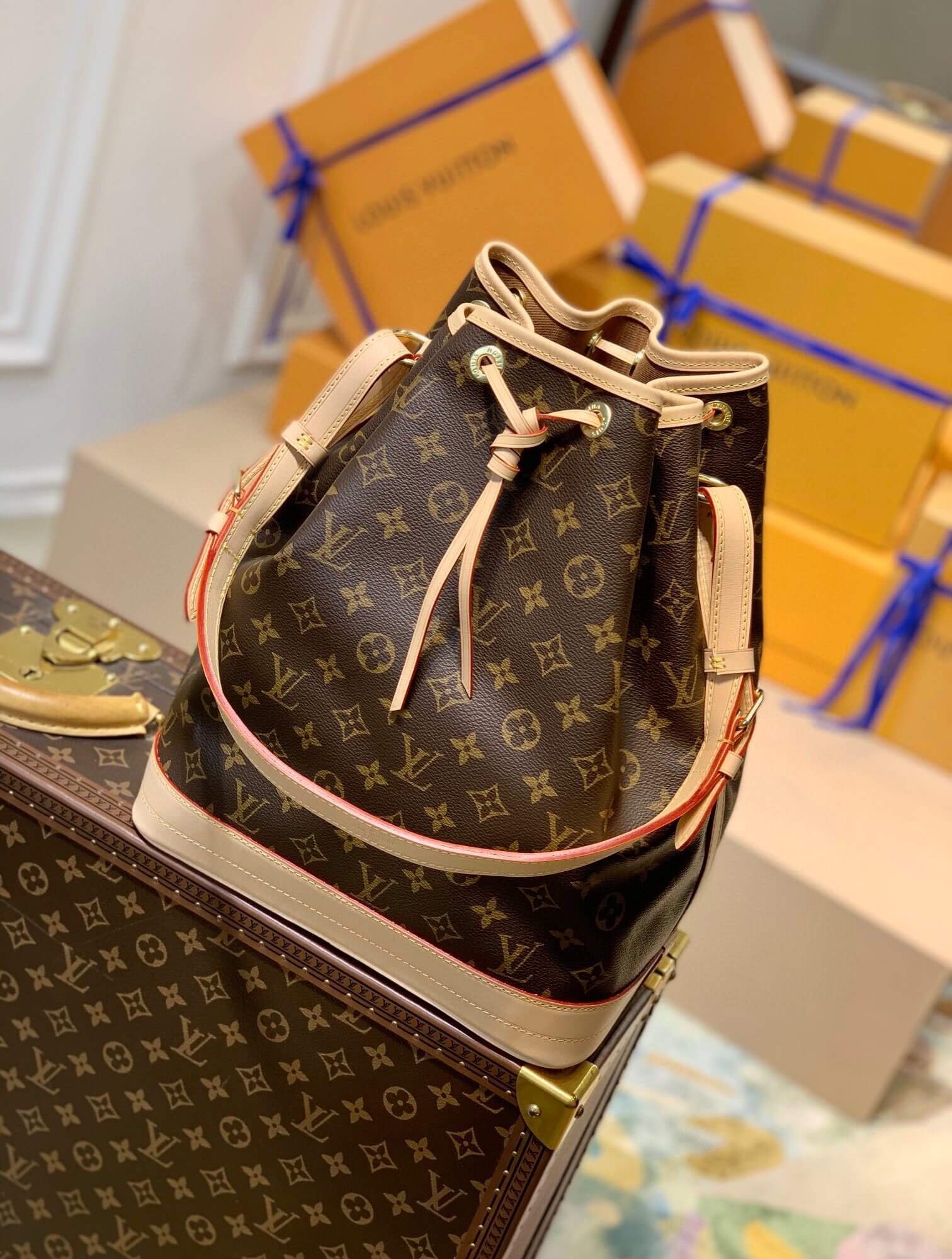 Louis Vuitton Monogram Canvas Vintage Bucket Bag NOÉ Handbag M42224 Brown