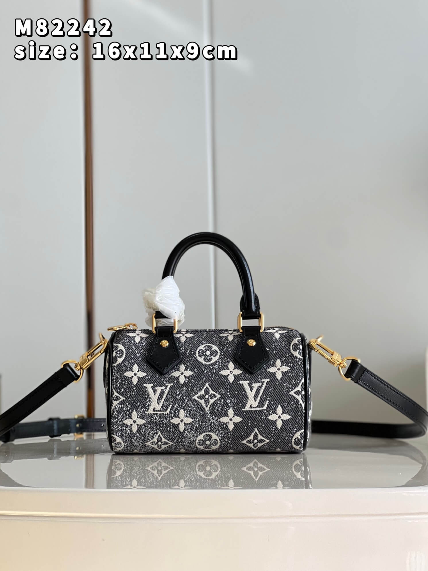 Louis Vuitton Monogram Denim Nano Speedy Handbag M82242 Gray