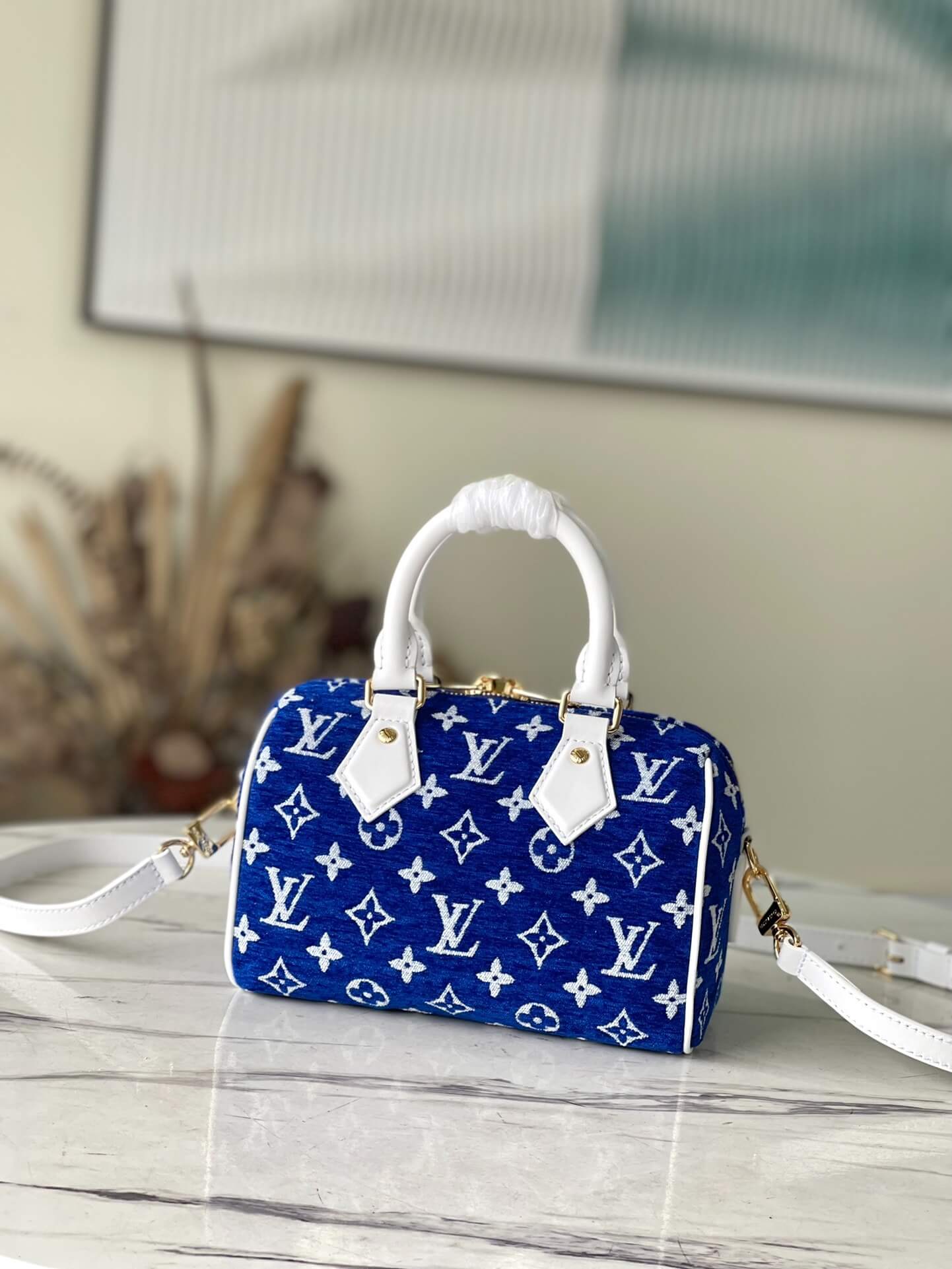 Louis Vuitton Monogram Denim Speedy BANDOULIÈRE 20 HandBag M20751 Blue