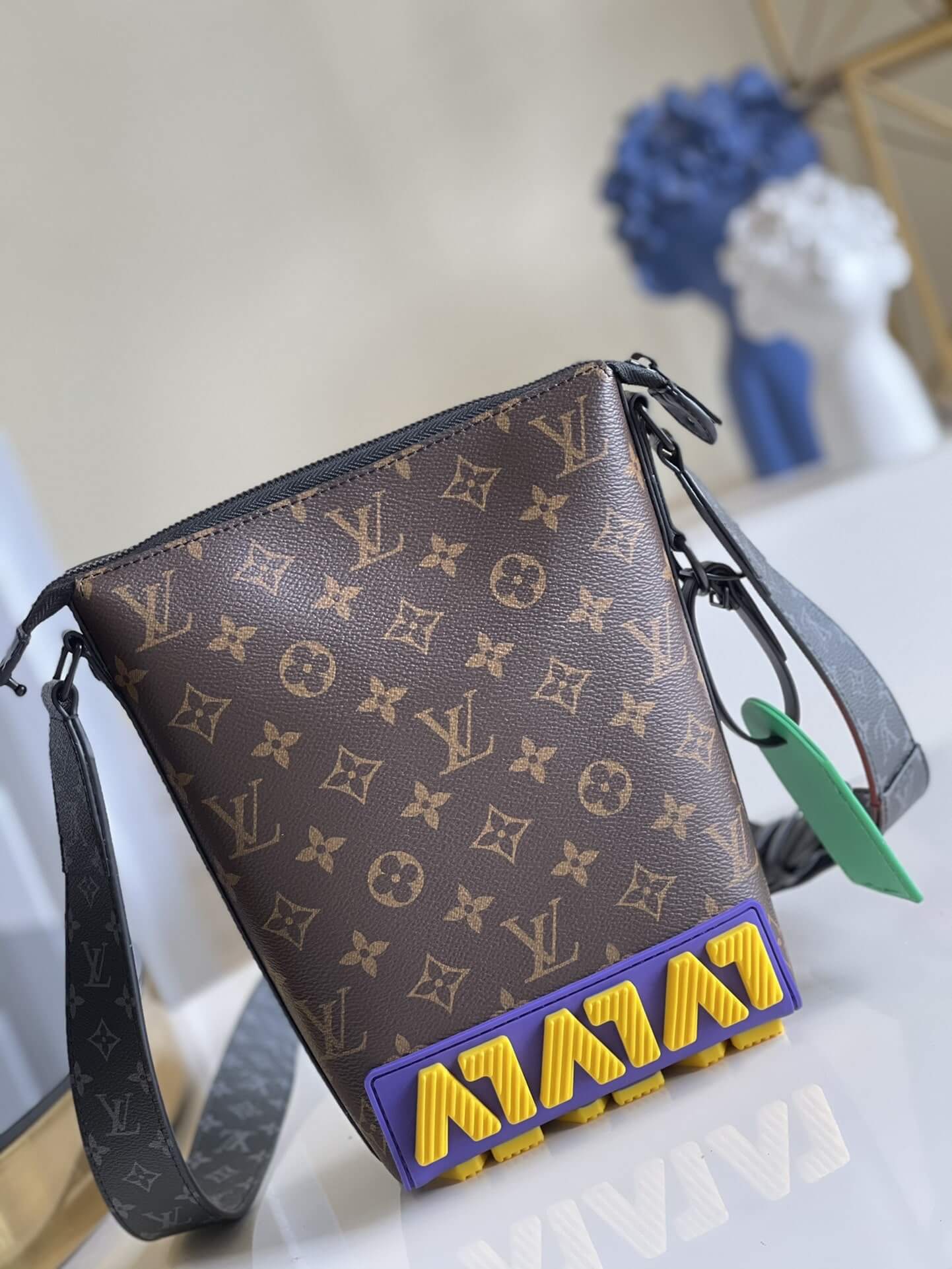 Louis Vuitton Monogram Eclipse Rubber Cruiser Messenger Shoulder Bag M57966 Brown