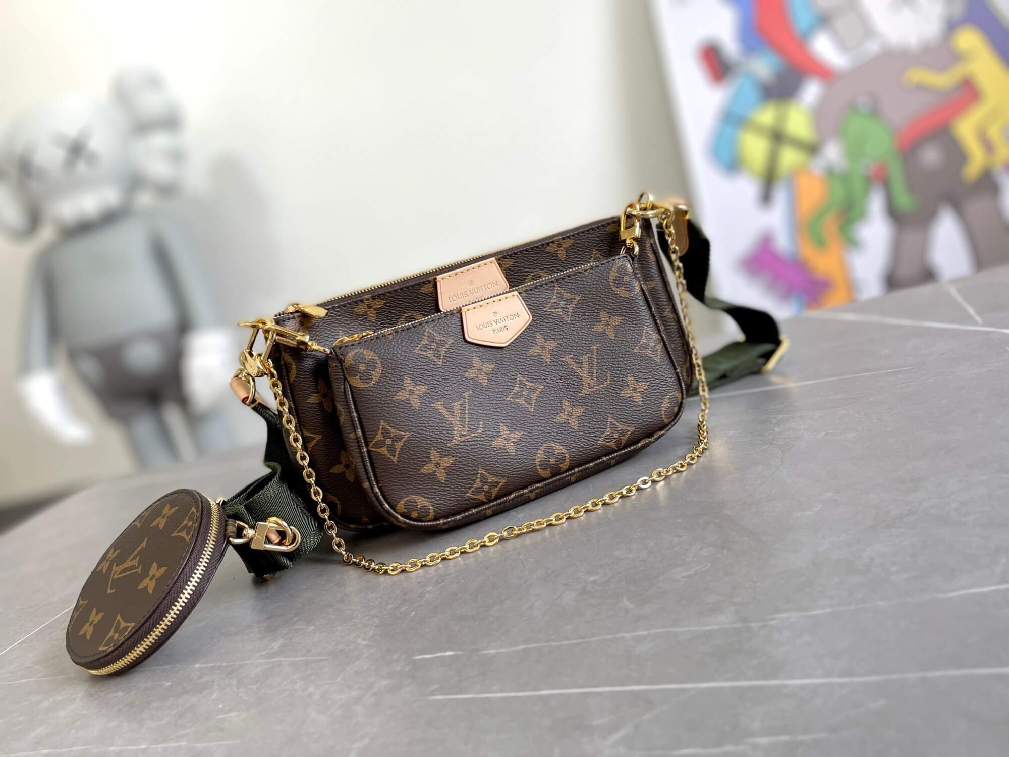 Louis Vuitton Monogram Multi Pochette Accessoires Crossbody Bag M44813 Khaki M44840 Light Pink