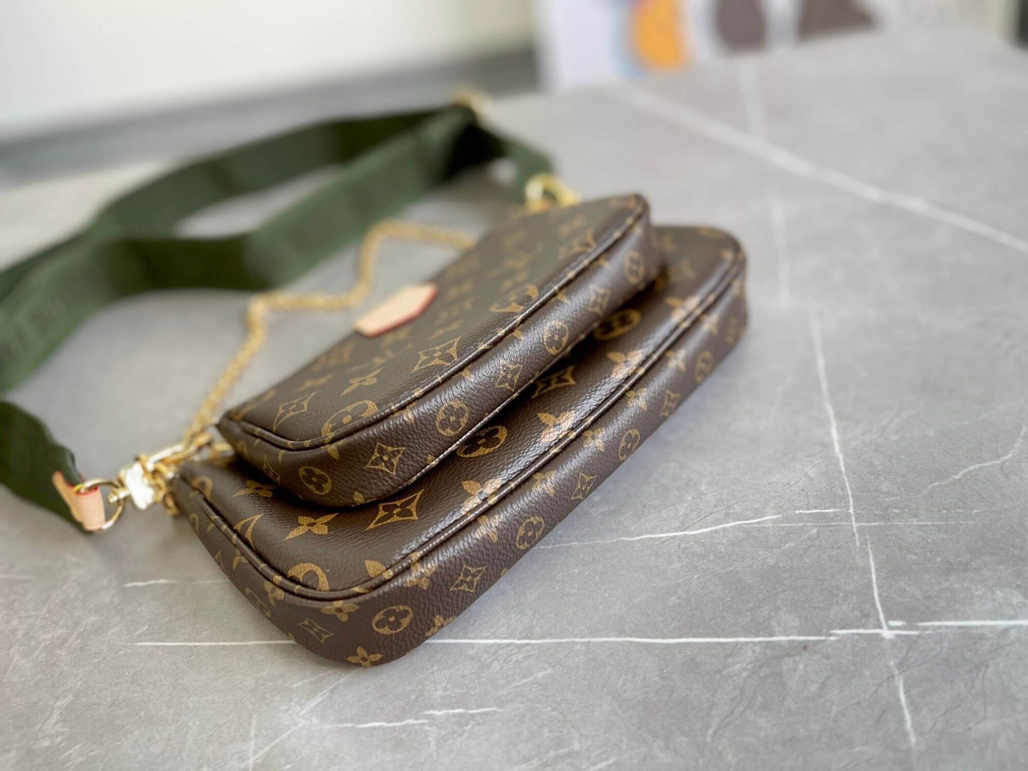 Louis Vuitton Monogram Multi Pochette Accessoires Crossbody Bag M44813 Khaki M44840 Light Pink - Image 9