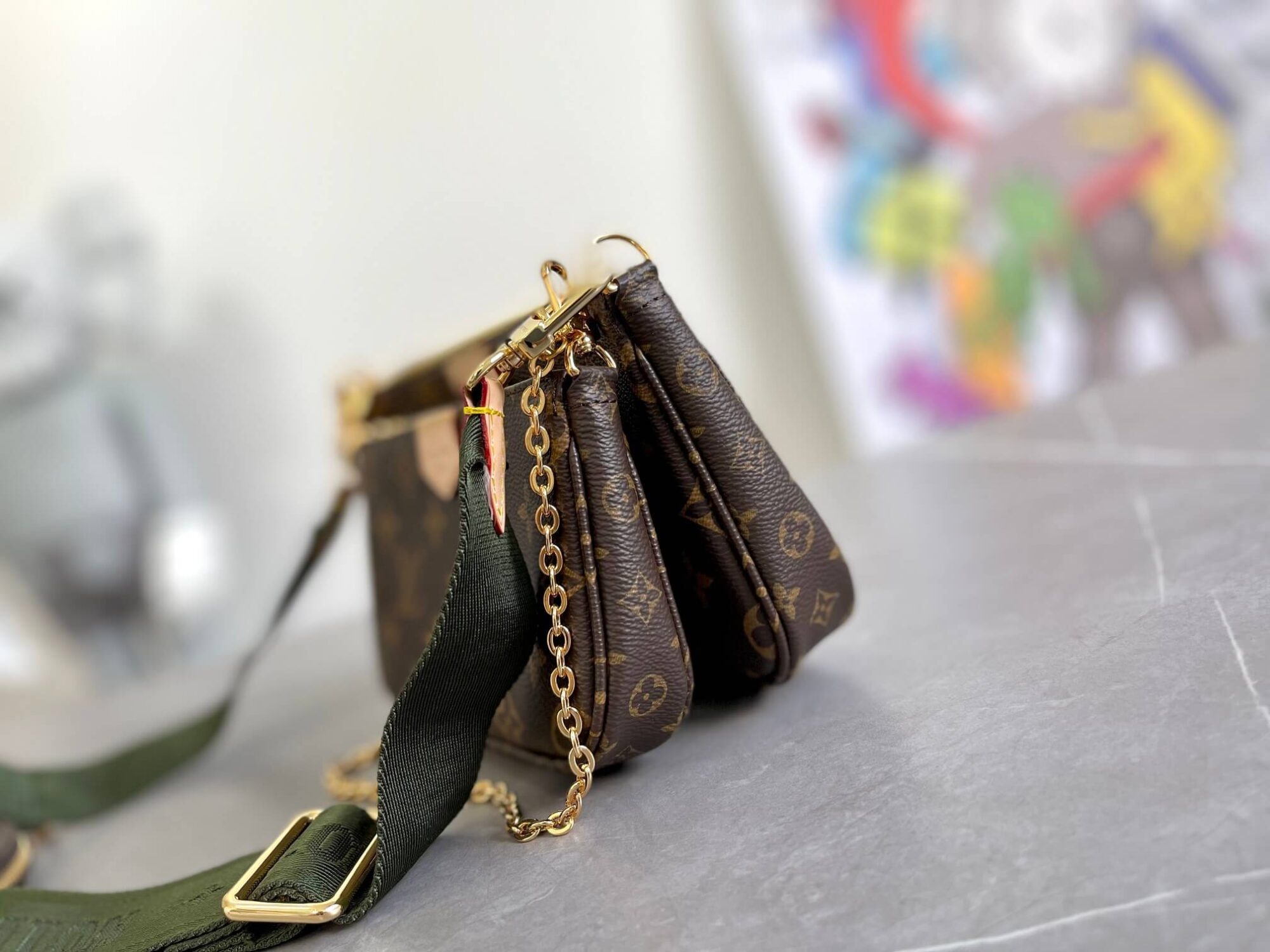 Louis Vuitton Monogram Multi Pochette Accessoires Crossbody Bag M44813 Khaki M44840 Light Pink - Image 4