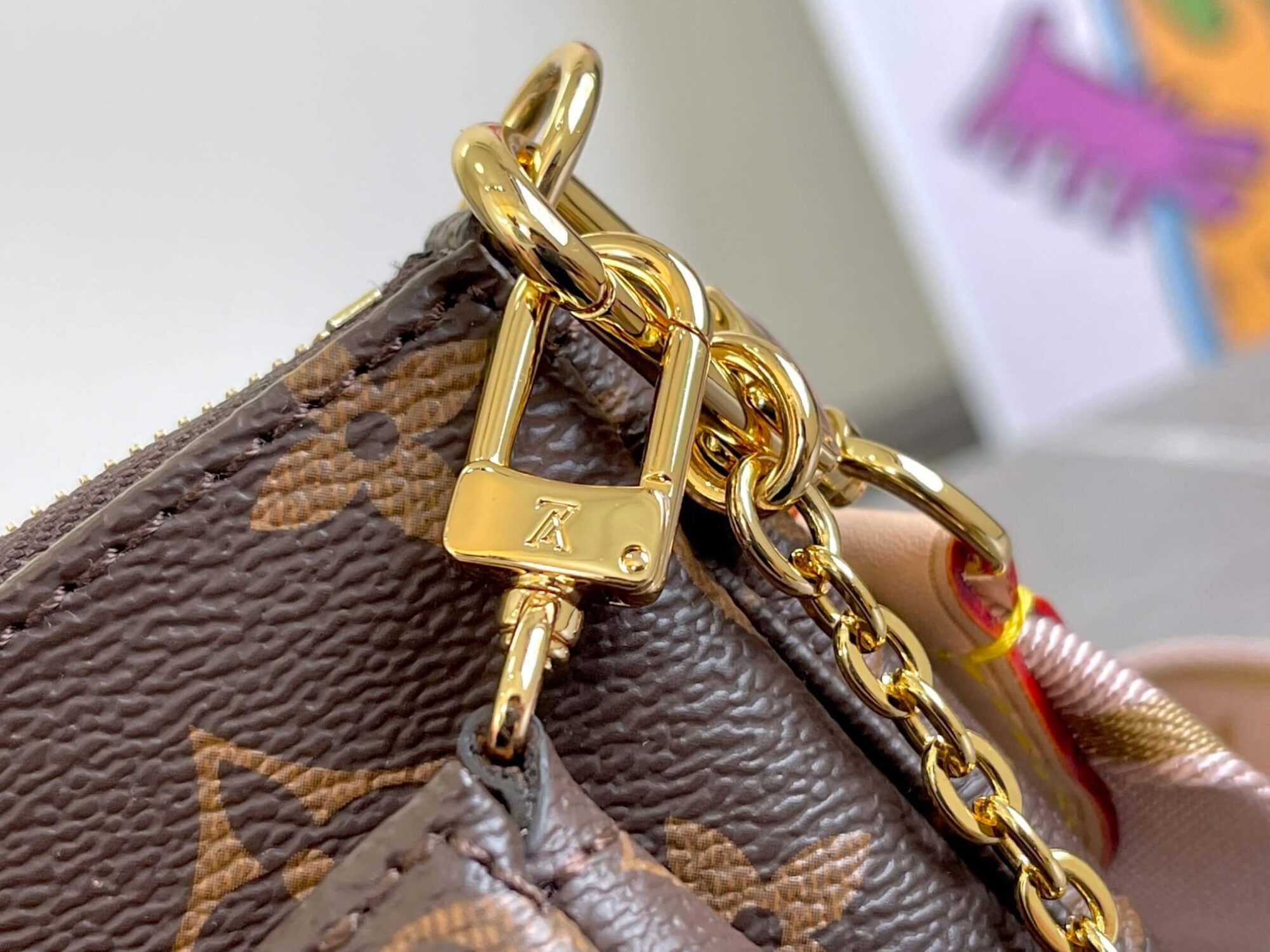 Louis Vuitton Monogram Multi Pochette Accessoires Crossbody Bag M44813 Khaki M44840 Light Pink - Image 15