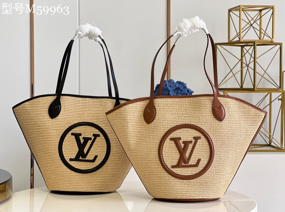 Louis Vuitton Monogram Raffia SAINT JACQUES Tote HandBag M59808 Black M59963 Brown