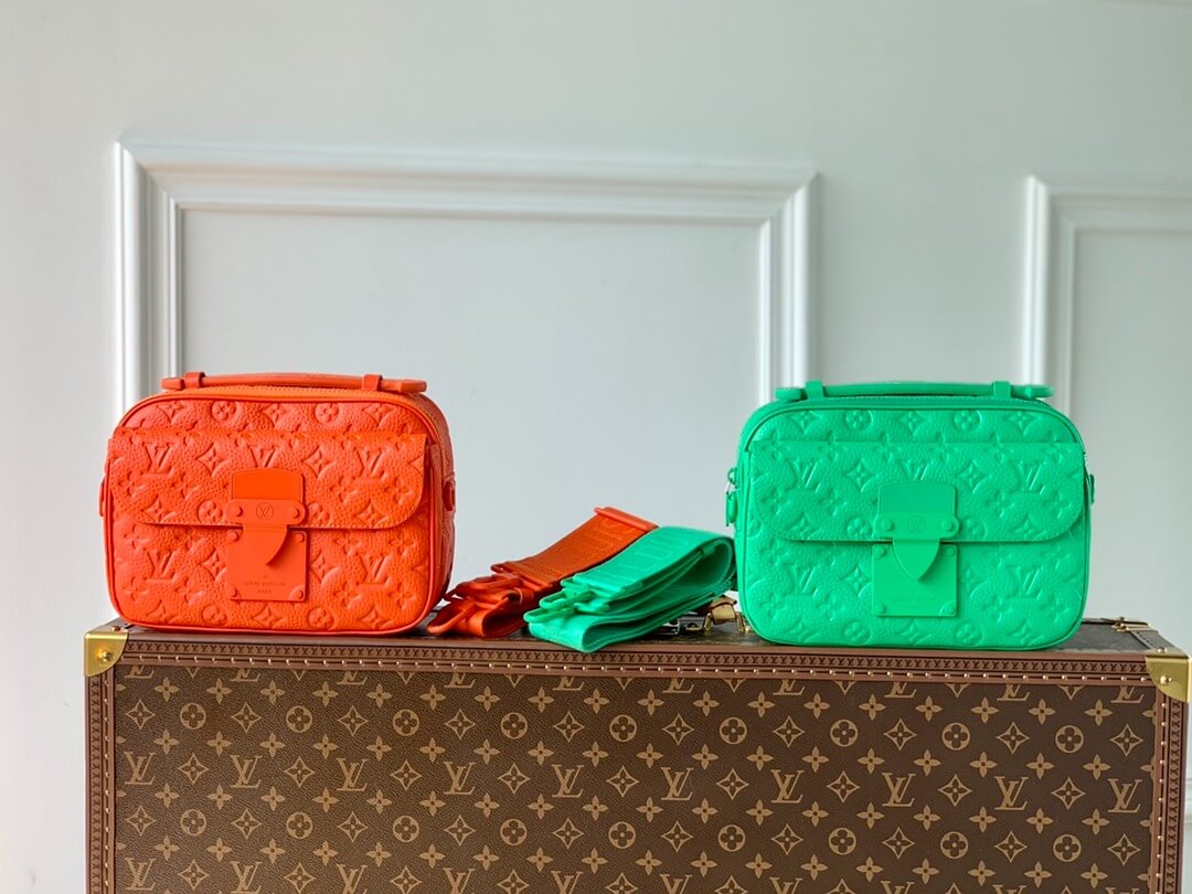 Louis Vuitton Monogram S-Lock Messenger Shoulder Bag M20904 Orange Green