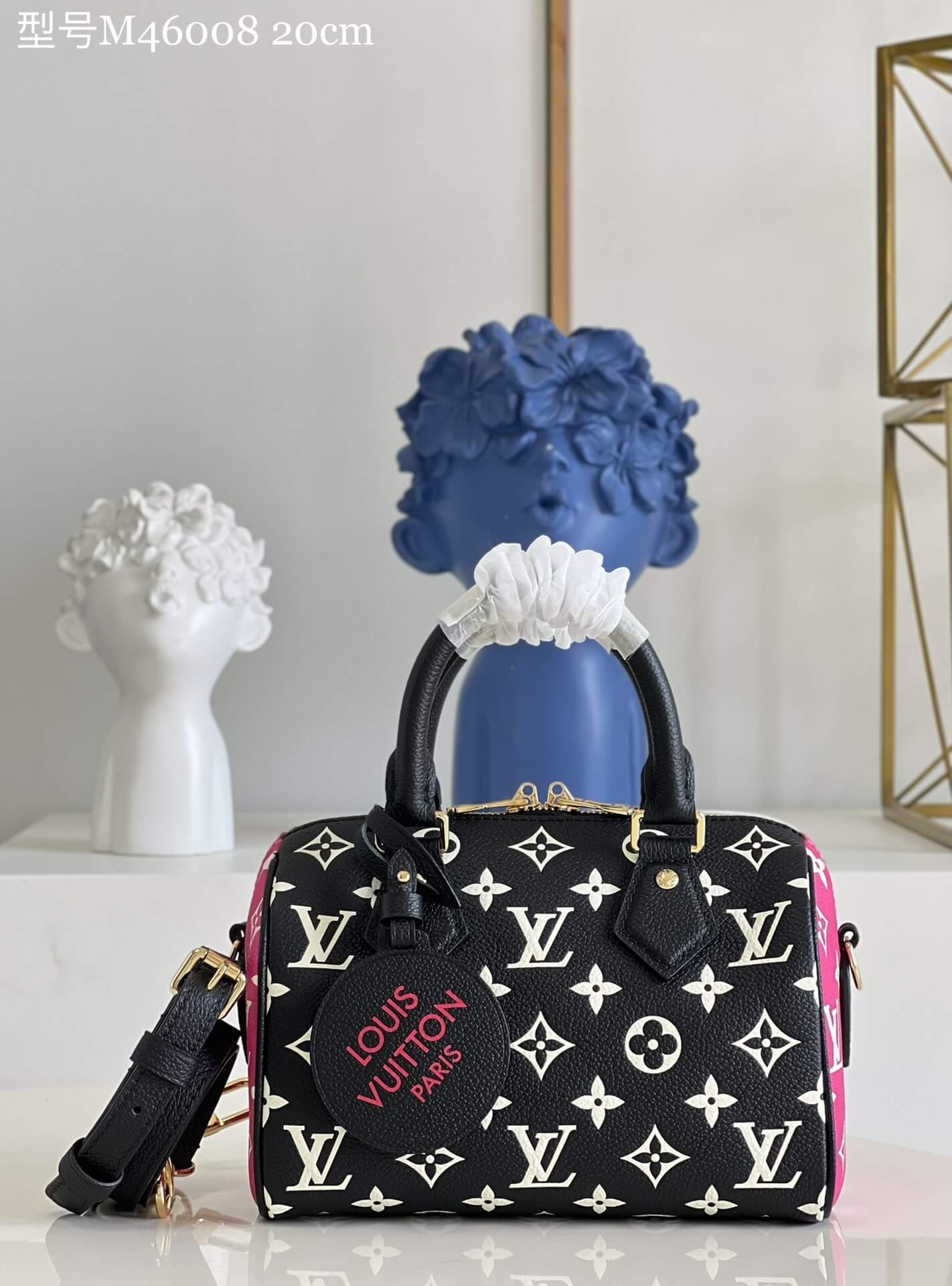 Louis Vuitton Monogram Speedy Bandoulière 20 bag M46088 Black-White-Pink M46118 Beige-Khaki