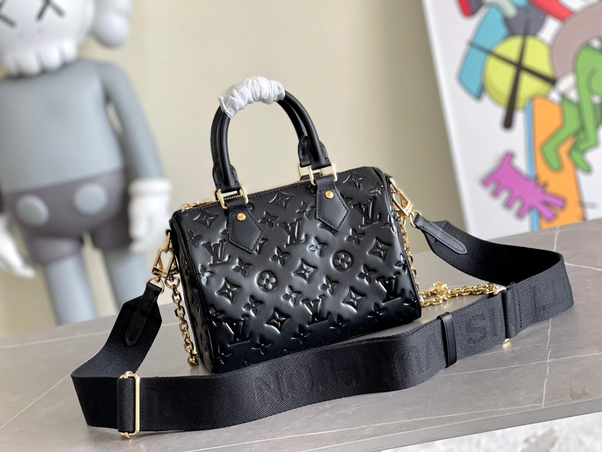 Louis Vuitton Monogram Speedy Bandoulière 22 Handbag M58631 Black - Image 9