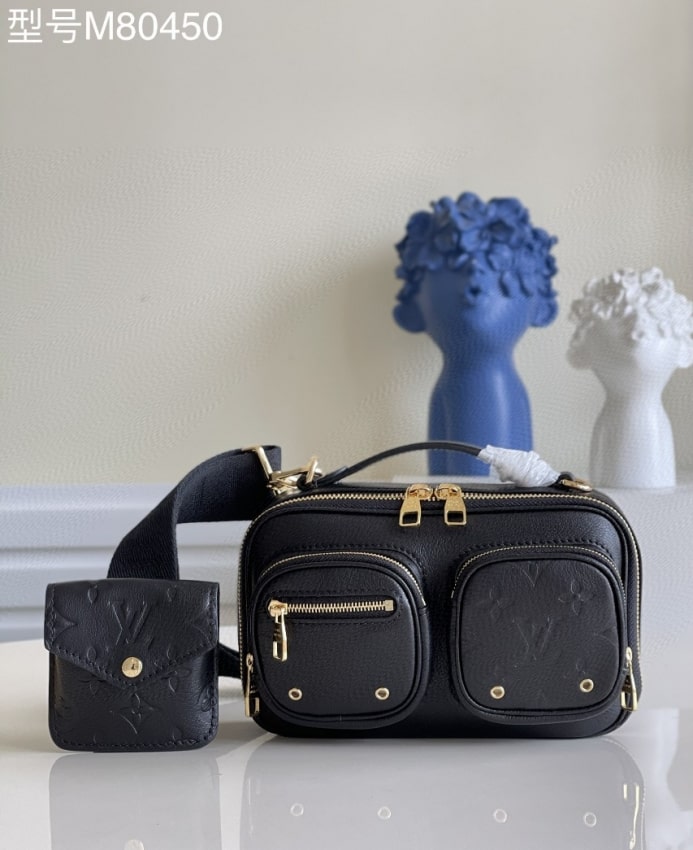 Louis Vuitton Utility Crossbody Calfskin Leather Handbag M80450 Black