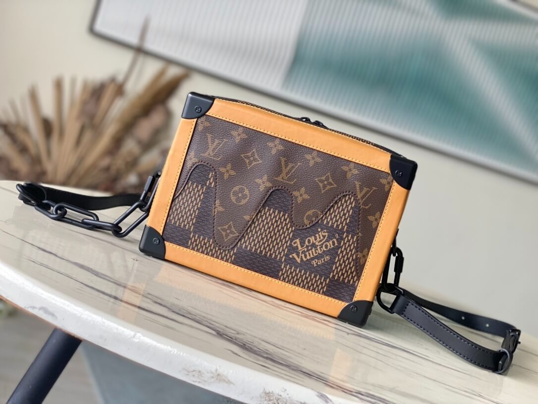 Louis Vuitton X Nigo Giant Damier Ebene Canvas Soft Trunk Messenger Bag N40381 Brown