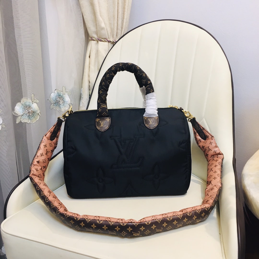 Louis Vuitton Monogram Nylon SPEEDY BANDOULIÈRE 30 handbag M59008 Black Khaki Beige