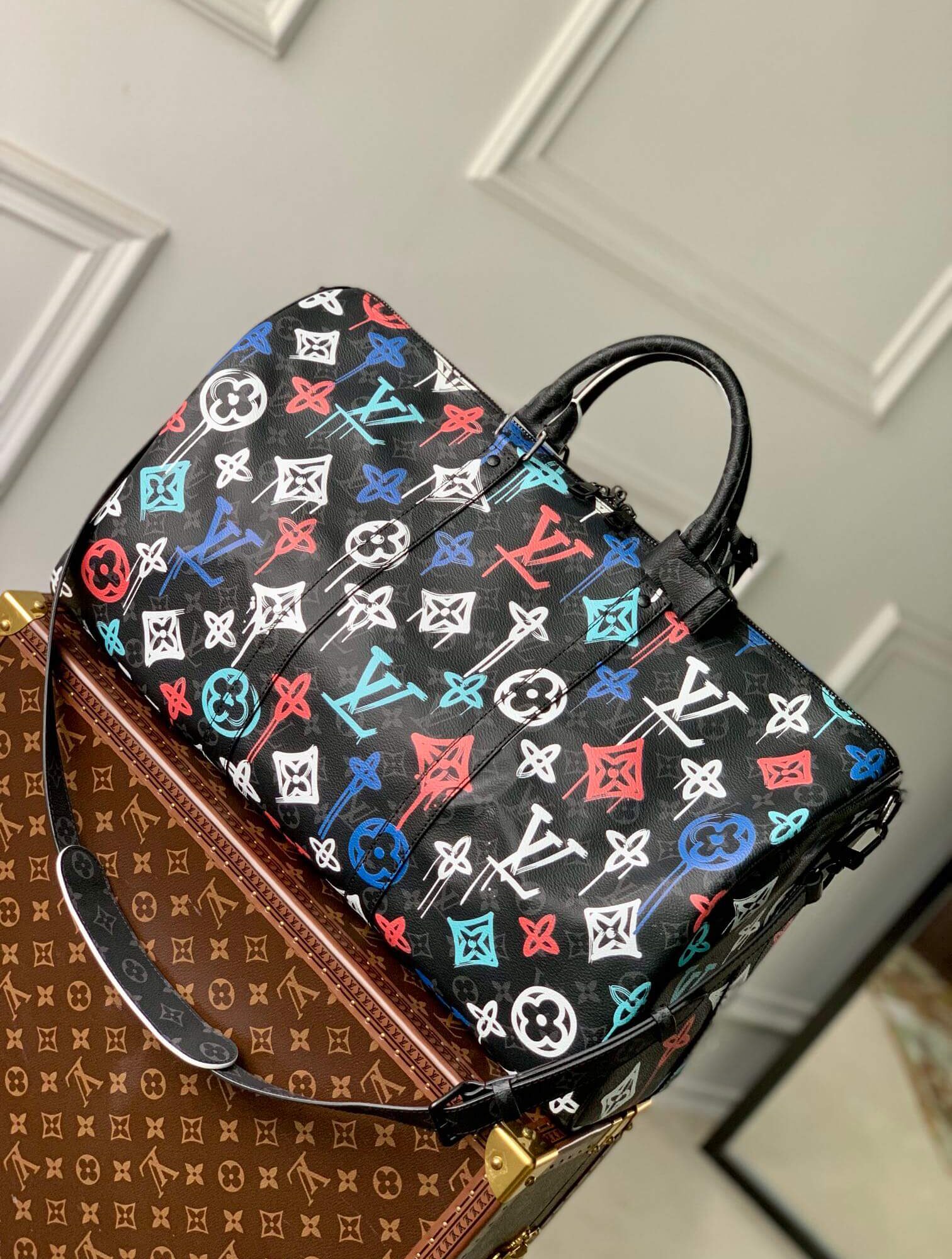 Louis Vuitton Monogram coated canvas Keepall Bandouliere 50 M21384 LV Graffiti Orange