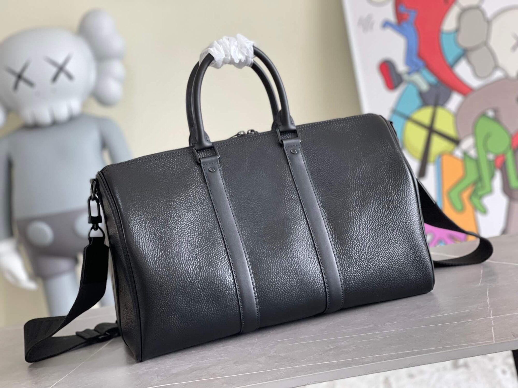 Louis Vuitton LV Aerogram Keepall Bandoulière 40 Travel Shoulder Handbag M57088 Black - Image 2