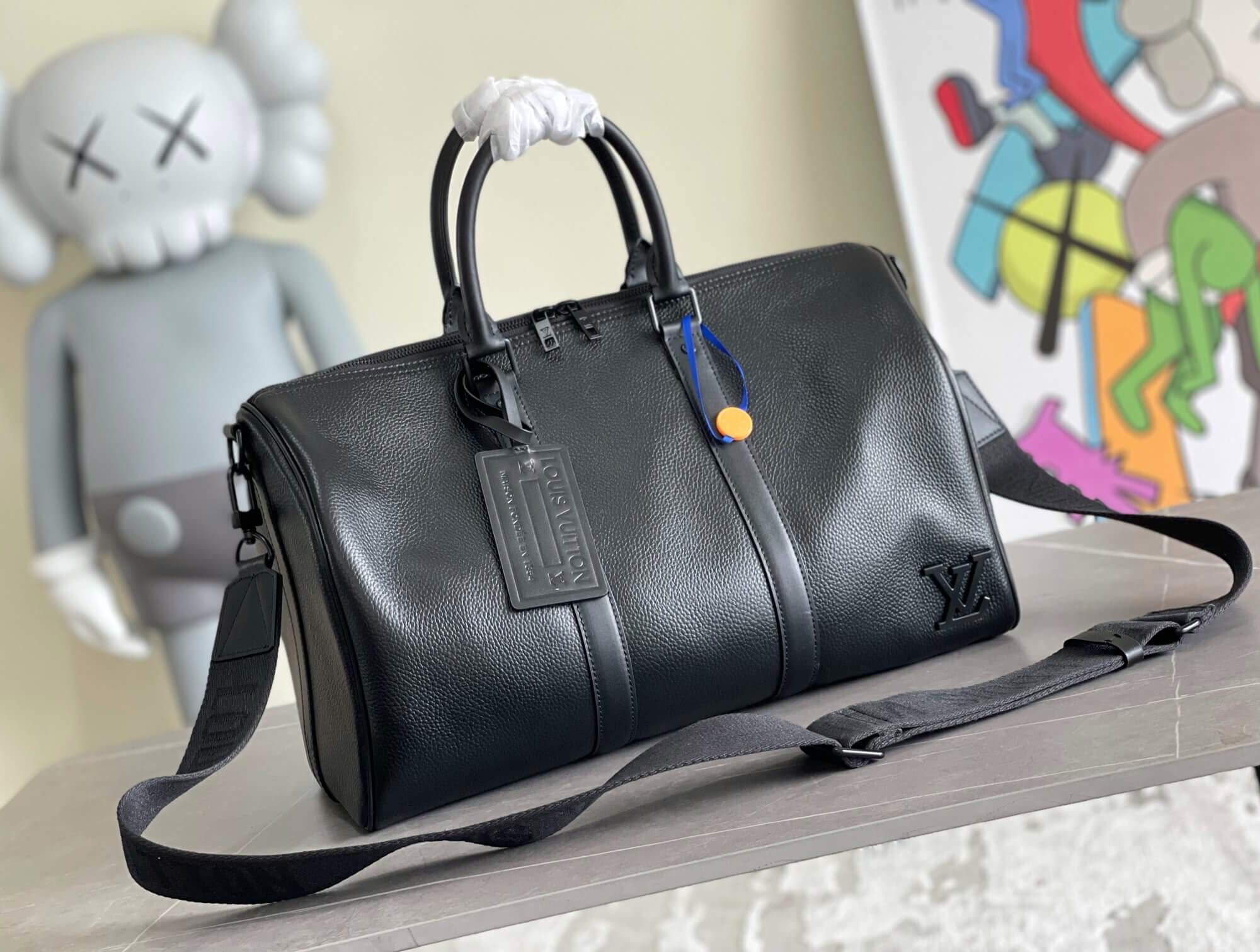 Louis Vuitton LV Aerogram Keepall Bandoulière 40 Travel Shoulder Handbag M57088 Black