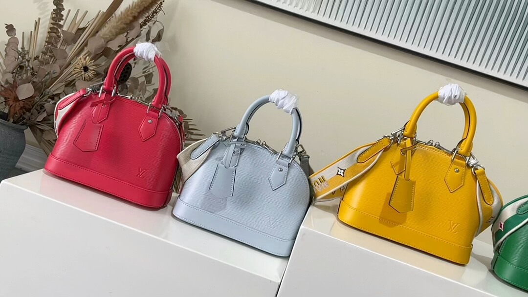 Louis Vuitton LV Alma BB Epi Leather Shoulder Handbag M59345 Light Blue M59346 Red M59357 Green M59358 Yellow