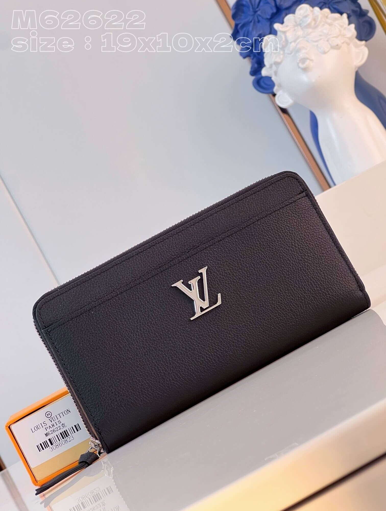 Louis Vuitton LV Calf leather Long Lockme Zippy Wallet M62622 Black