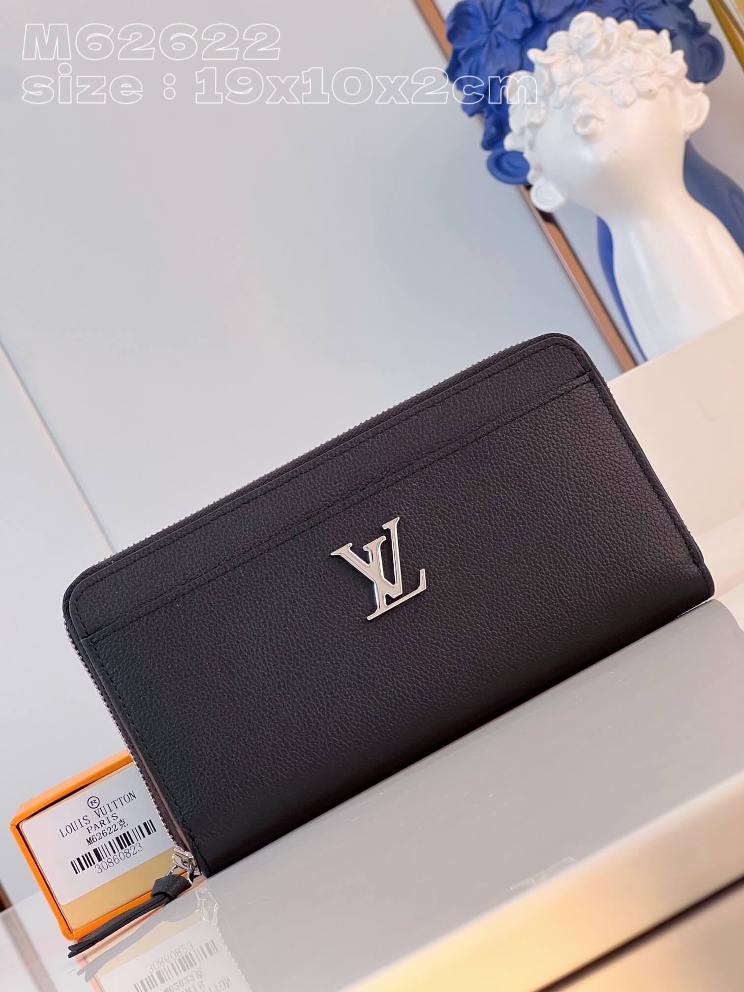 Louis Vuitton LV Calf leather Long Lockme Zippy Wallet M62622 Black