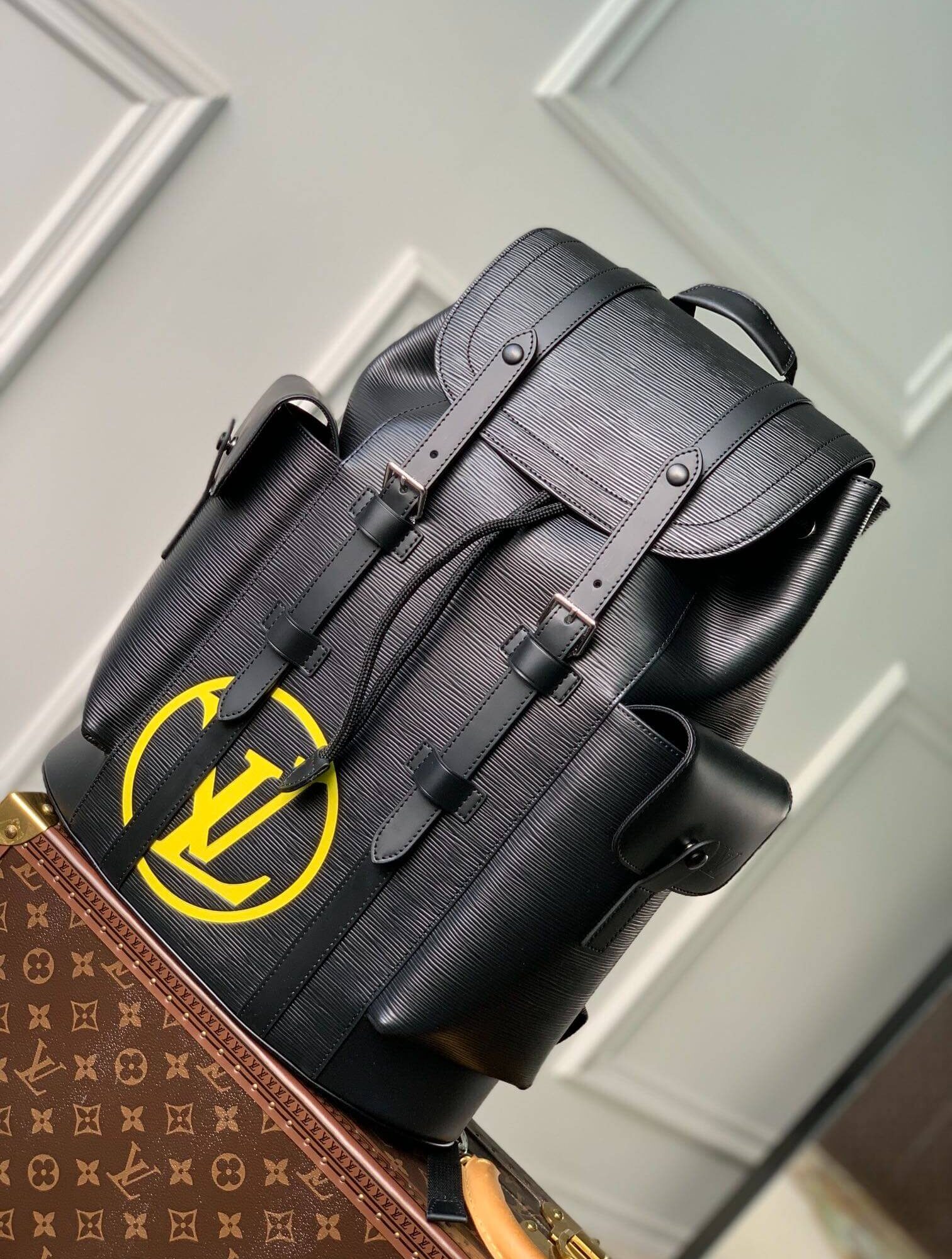Louis Vuitton LV Christopher Backpack PM Bag M55138 Black / Yellow - Black / Blue