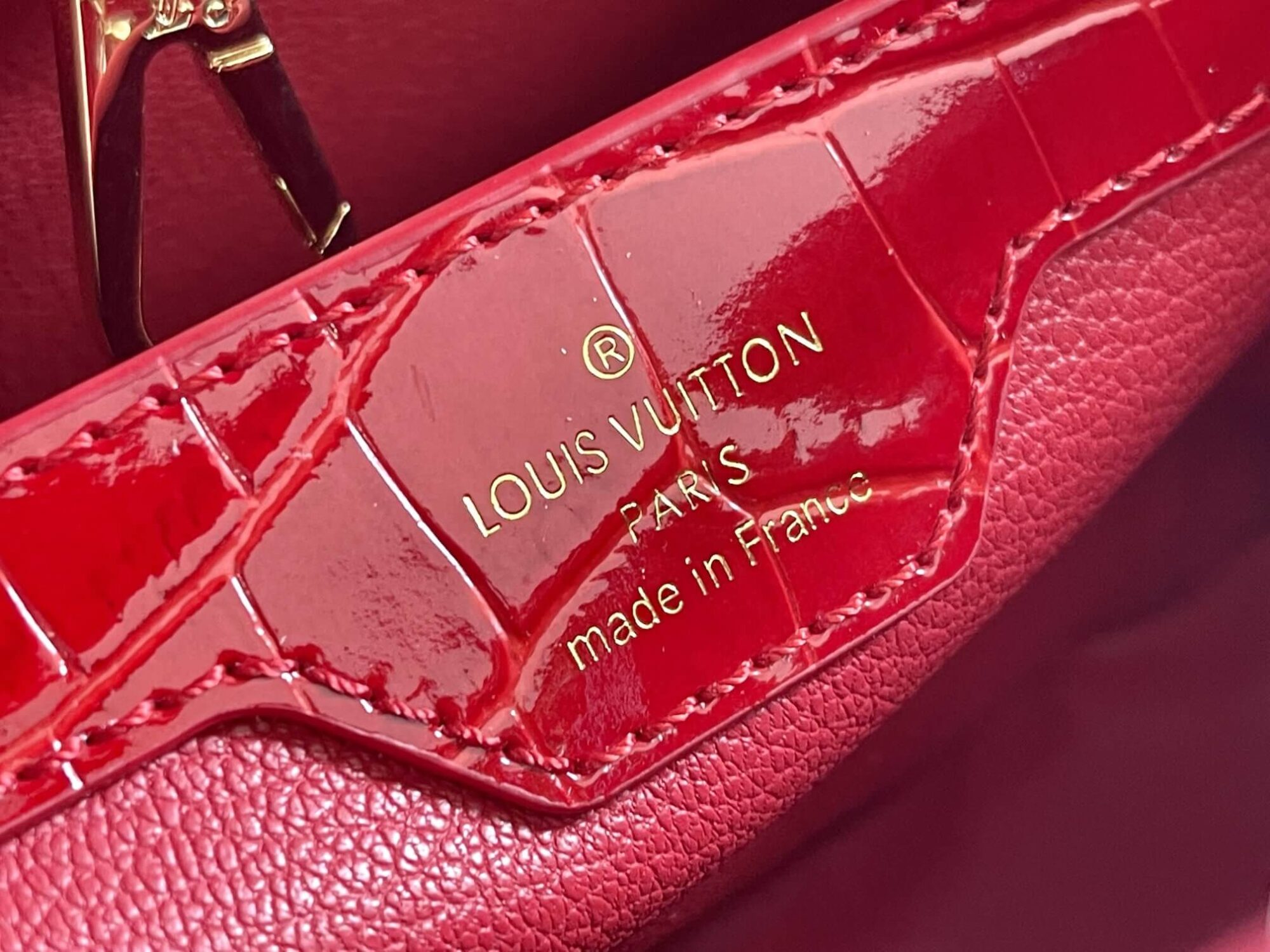 Louis Vuitton LV Crocodile pattern CAPUCINES Large Handbag N93419/M48865 Medium Handbag N93163/M48865 Small Handbag N94227/M48865 Black - White - Red - Green - Yellow - Image 61