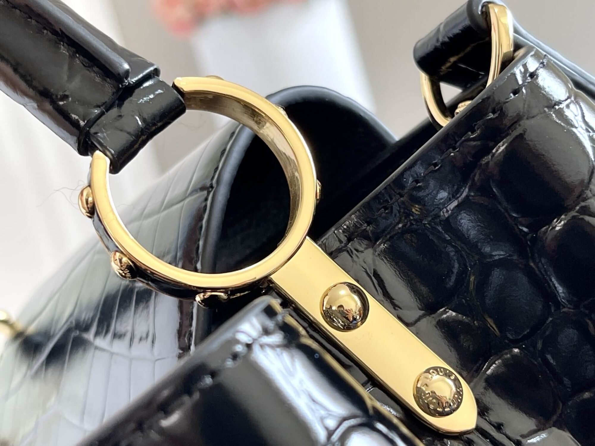 Louis Vuitton LV Crocodile pattern CAPUCINES Large Handbag N93419/M48865 Medium Handbag N93163/M48865 Small Handbag N94227/M48865 Black - White - Red - Green - Yellow - Image 16