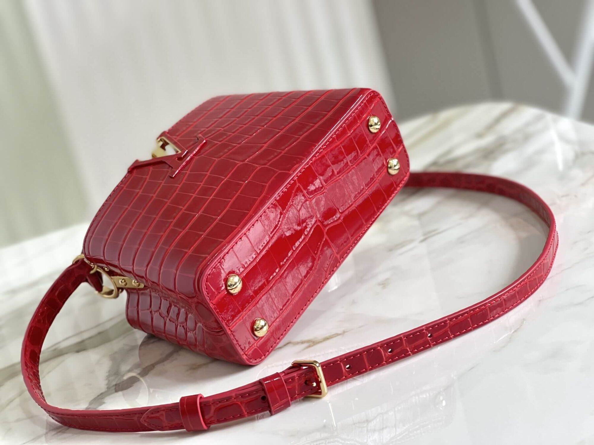 Louis Vuitton LV Crocodile pattern CAPUCINES Large Handbag N93419/M48865 Medium Handbag N93163/M48865 Small Handbag N94227/M48865 Black - White - Red - Green - Yellow - Image 82