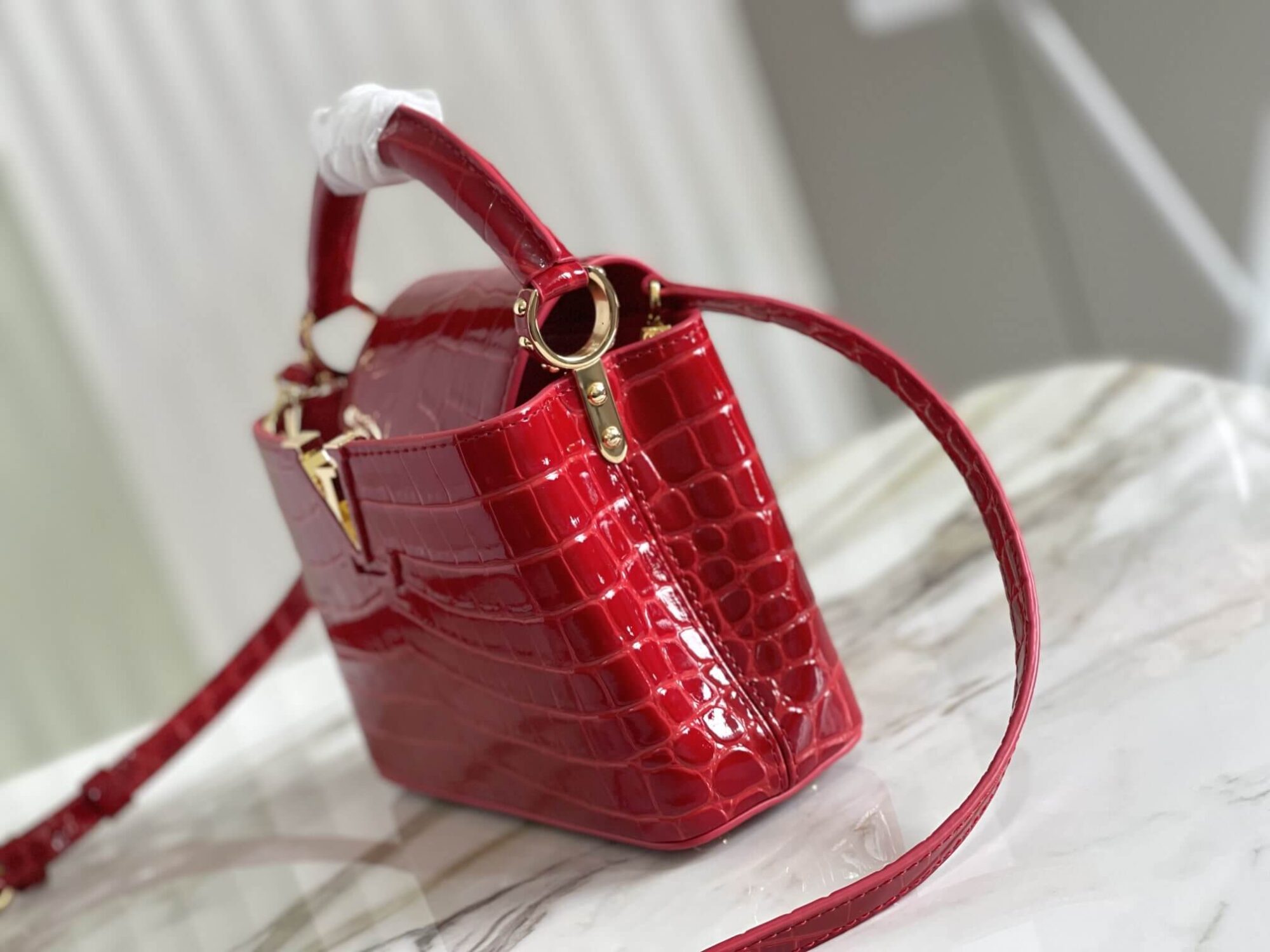 Louis Vuitton LV Crocodile pattern CAPUCINES Large Handbag N93419/M48865 Medium Handbag N93163/M48865 Small Handbag N94227/M48865 Black - White - Red - Green - Yellow - Image 76