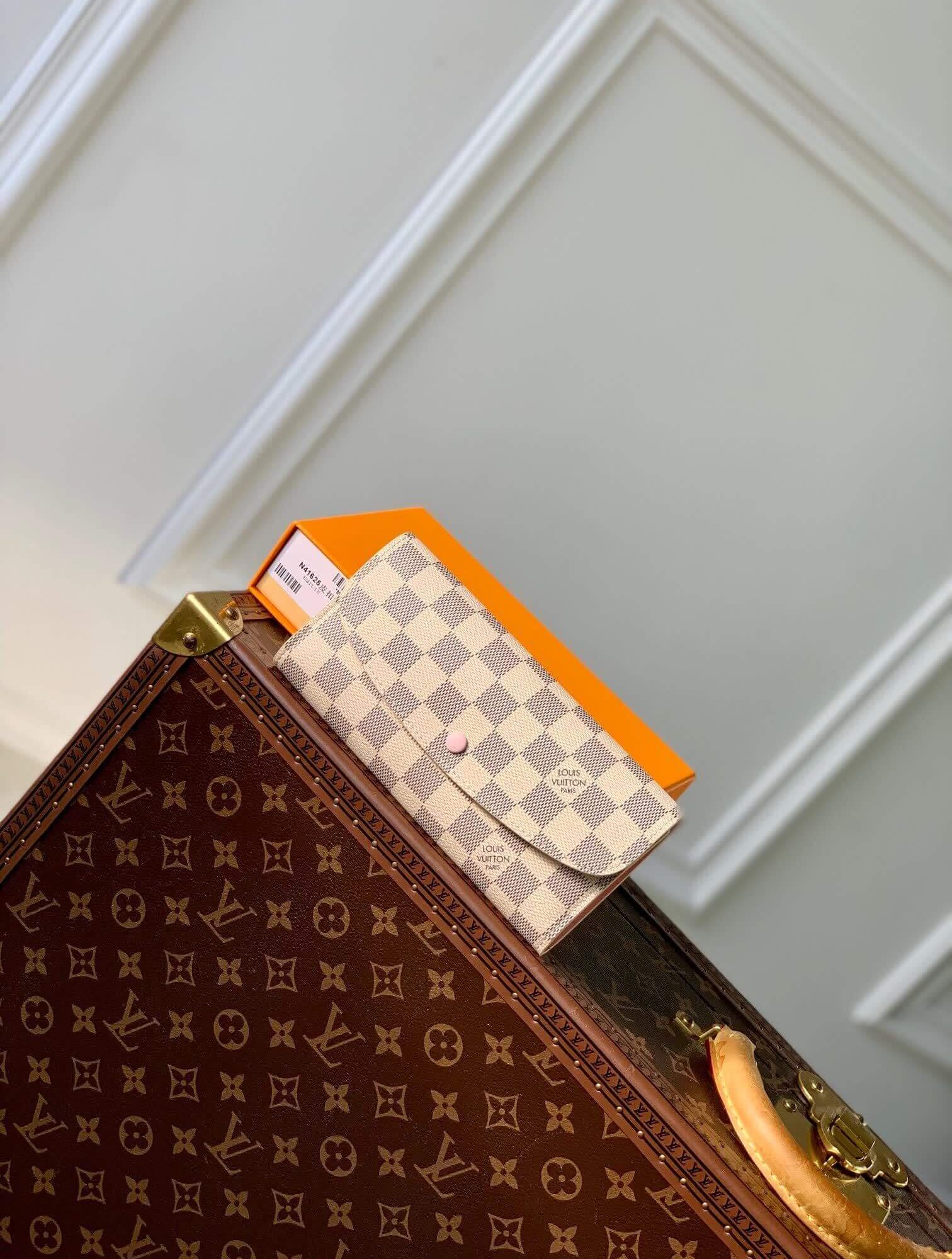 Louis Vuitton LV Damier Azur Canvas Emilie Wallet N41625 Rose Ballerine Pink
