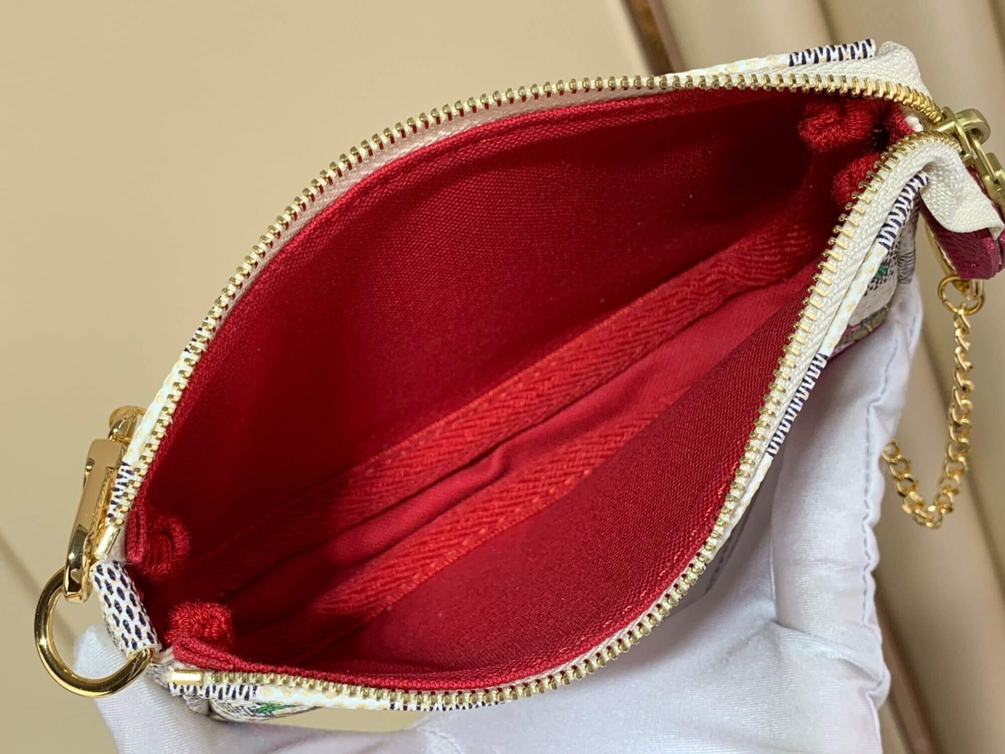 Louis Vuitton LV Damier Azur Canvas Mini Pochette Accessoires Vivienne Holiday N60487 Fuchsia Pink - Image 3