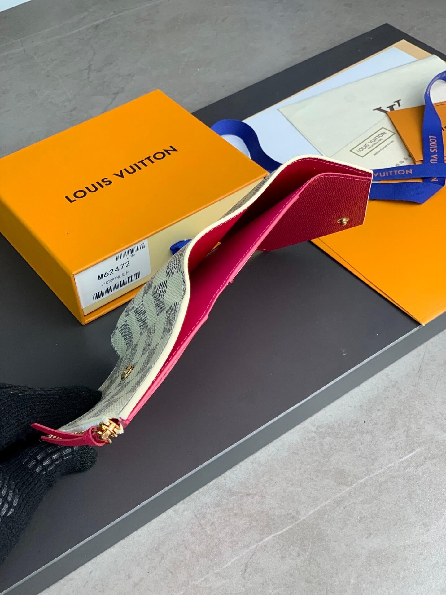 Louis Vuitton LV Damier Azur Canvas Victorine Wallet Mini Purse Pink - Fuchsia Pink - Image 15