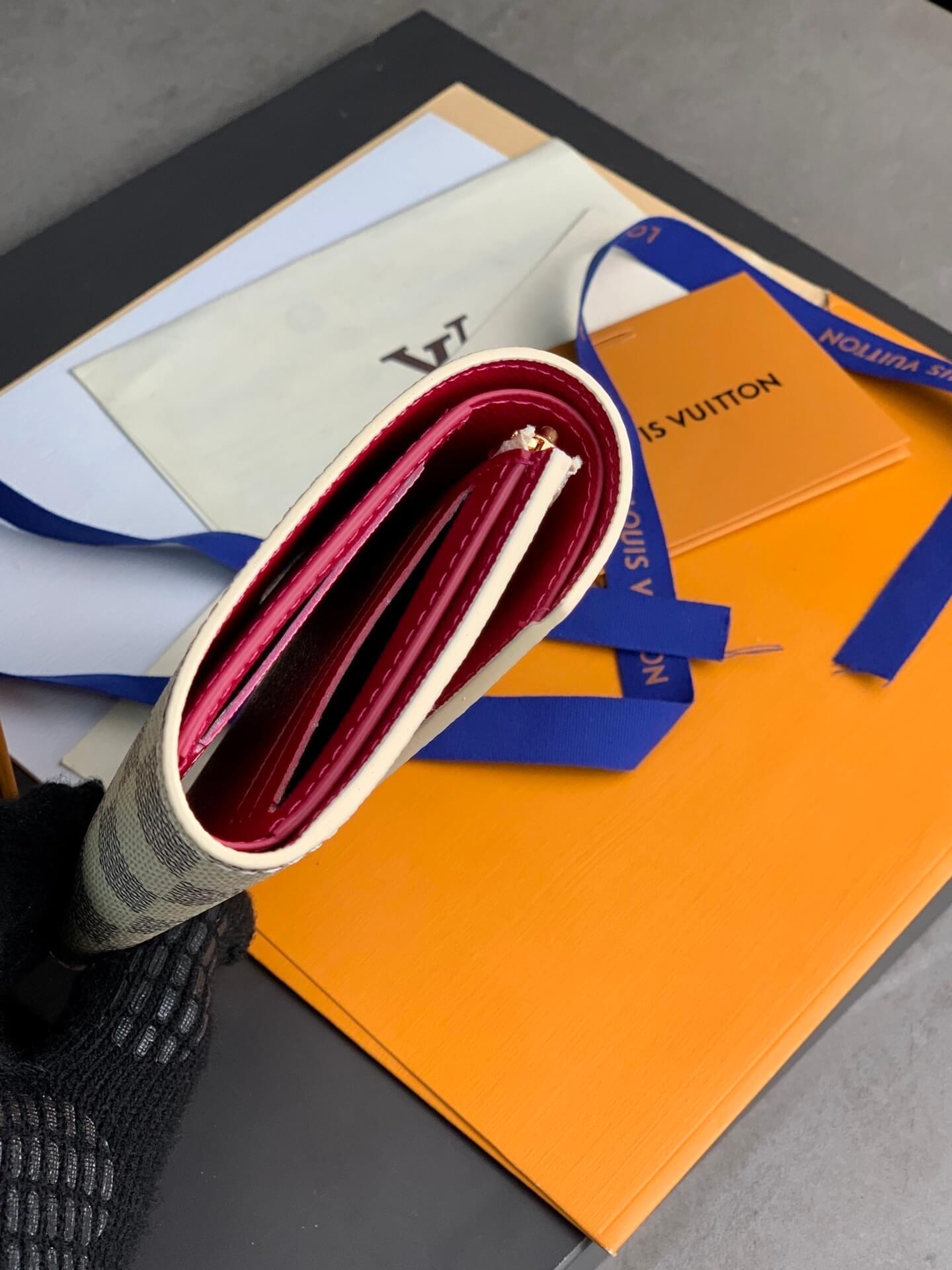 Louis Vuitton LV Damier Azur Canvas Victorine Wallet Mini Purse Pink - Fuchsia Pink - Image 17