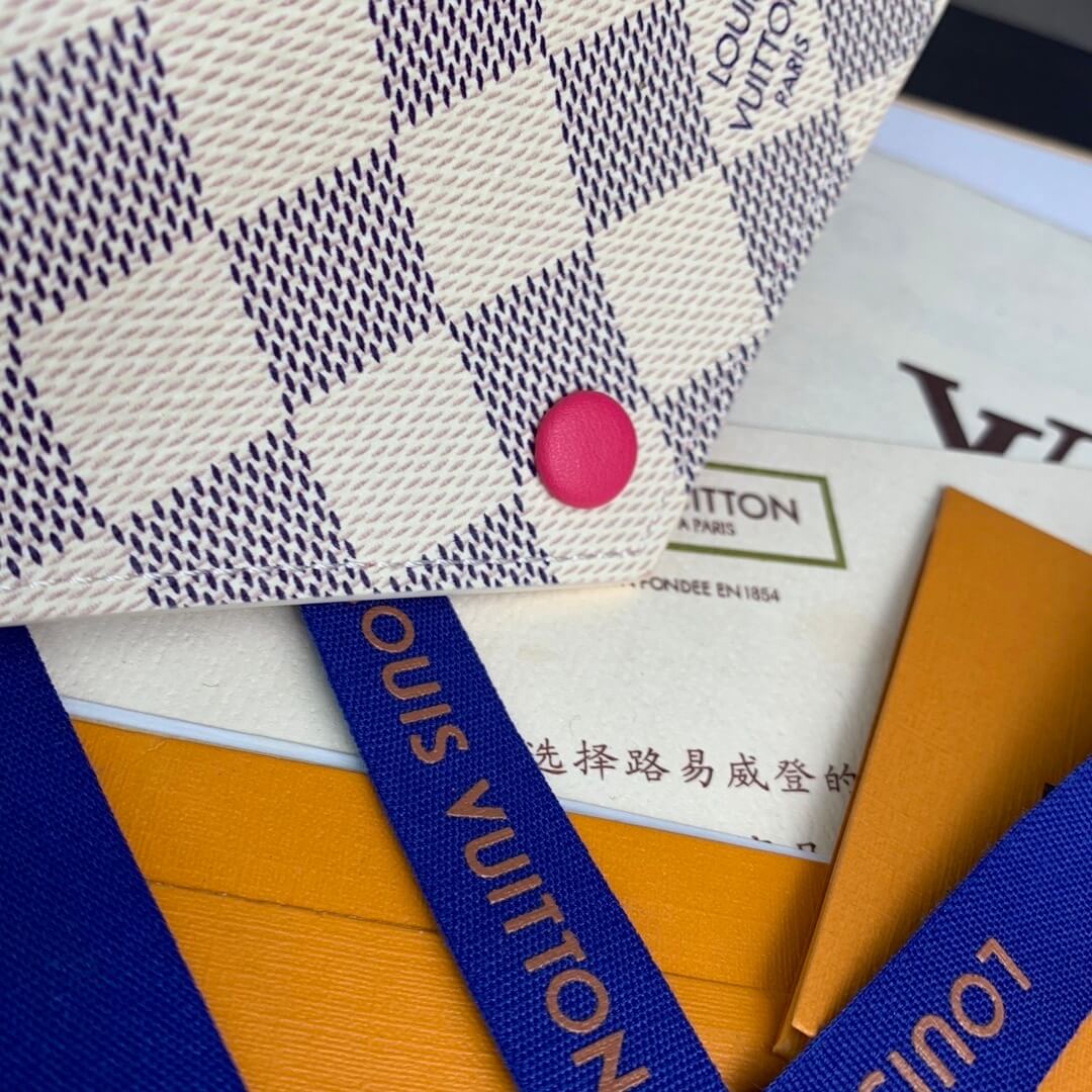 Louis Vuitton LV Damier Azur Canvas Victorine Wallet Mini Purse Pink - Fuchsia Pink - Image 13