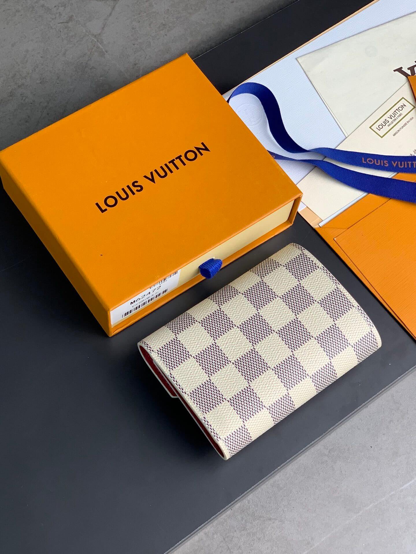 Louis Vuitton LV Damier Azur Canvas Victorine Wallet Mini Purse Pink - Fuchsia Pink - Image 11