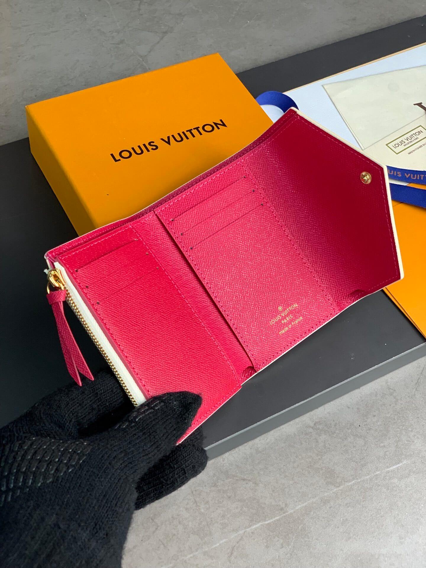 Louis Vuitton LV Damier Azur Canvas Victorine Wallet Mini Purse Pink - Fuchsia Pink - Image 10