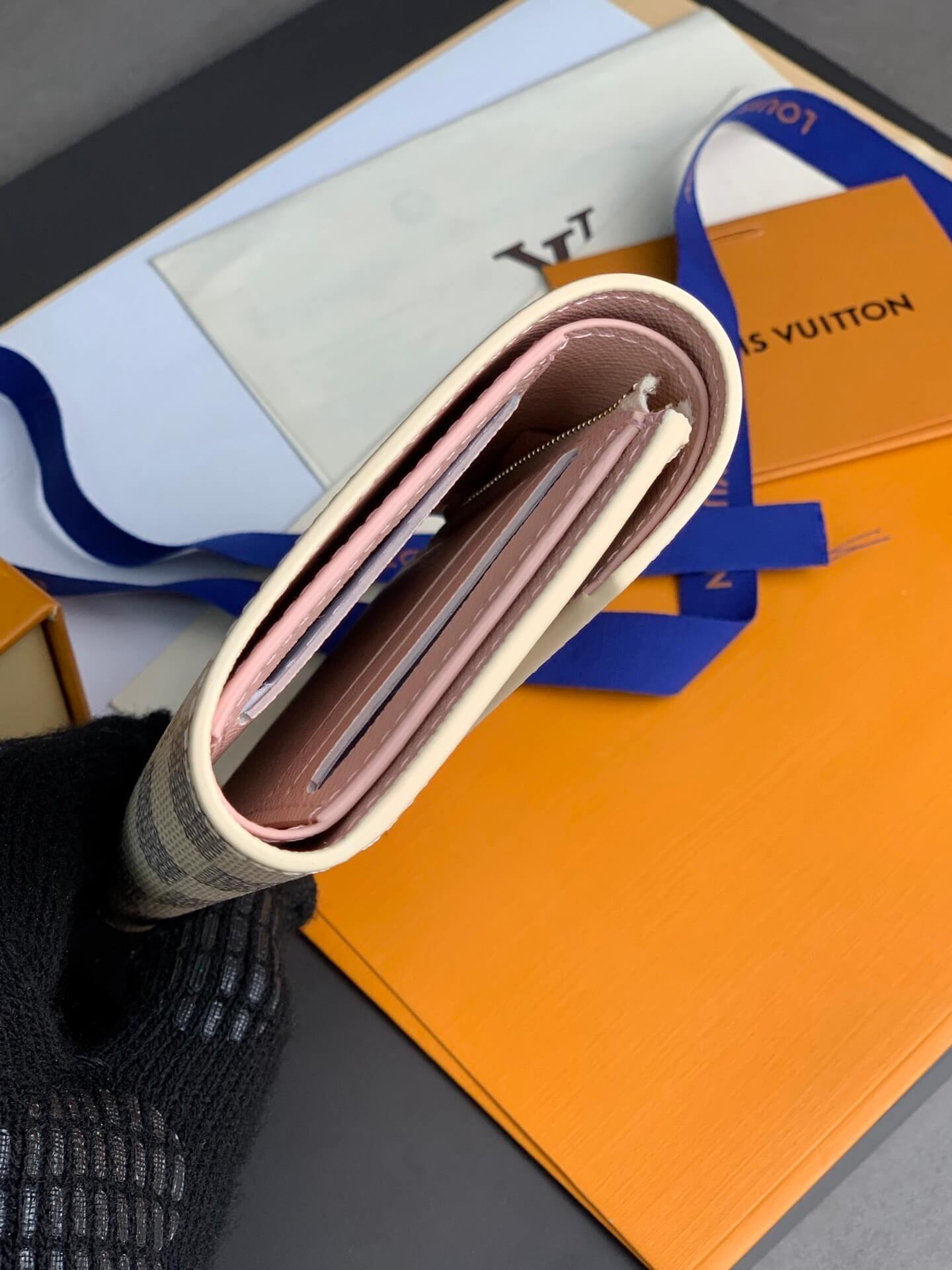 Louis Vuitton LV Damier Azur Canvas Victorine Wallet Mini Purse Pink - Fuchsia Pink - Image 8