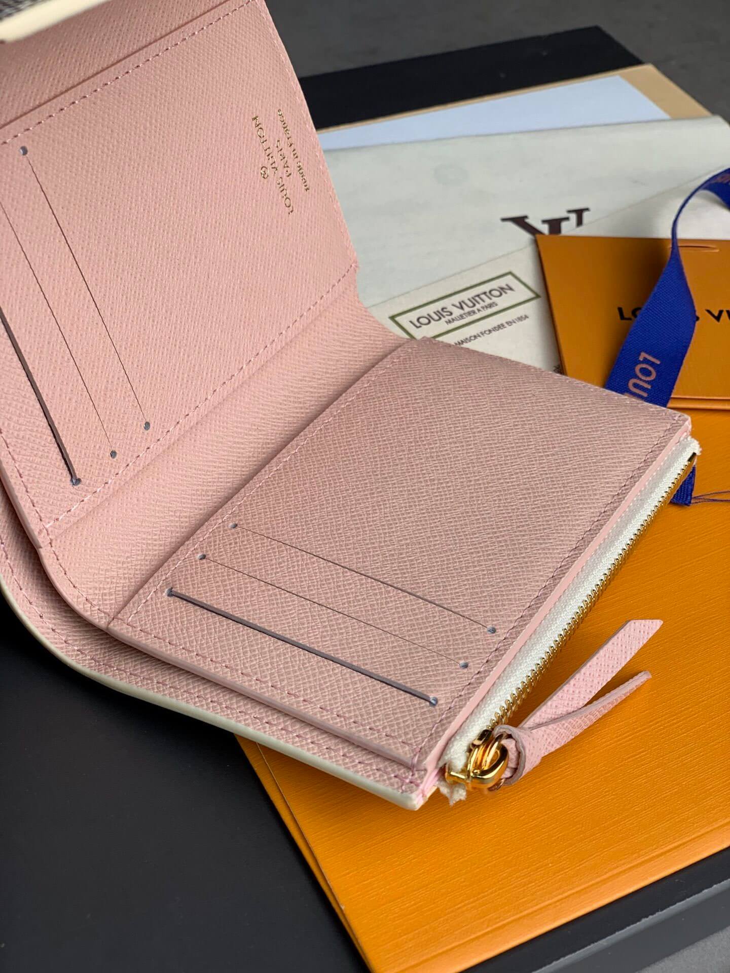 Louis Vuitton LV Damier Azur Canvas Victorine Wallet Mini Purse Pink - Fuchsia Pink - Image 5