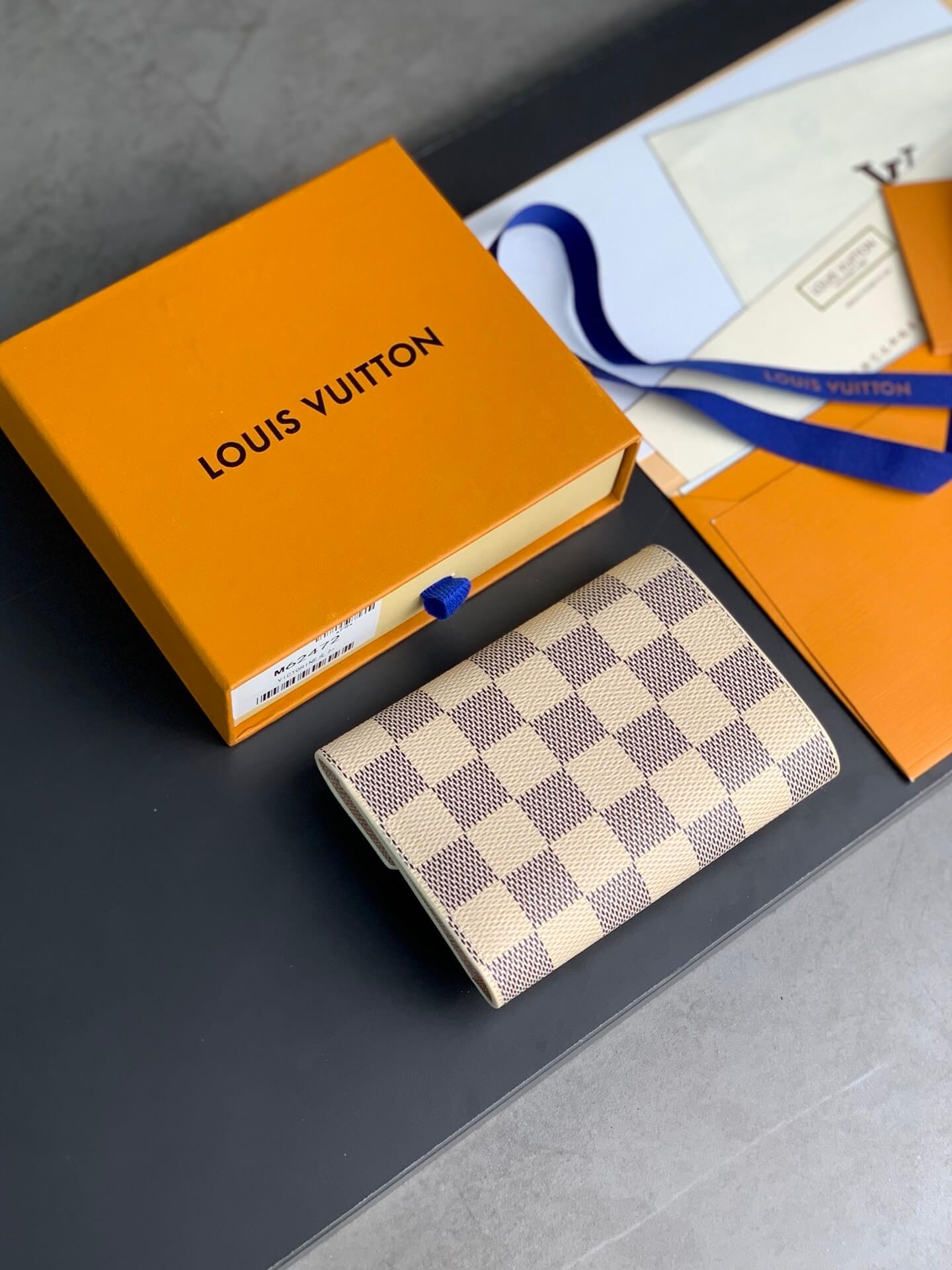 Louis Vuitton LV Damier Azur Canvas Victorine Wallet Mini Purse Pink - Fuchsia Pink - Image 3